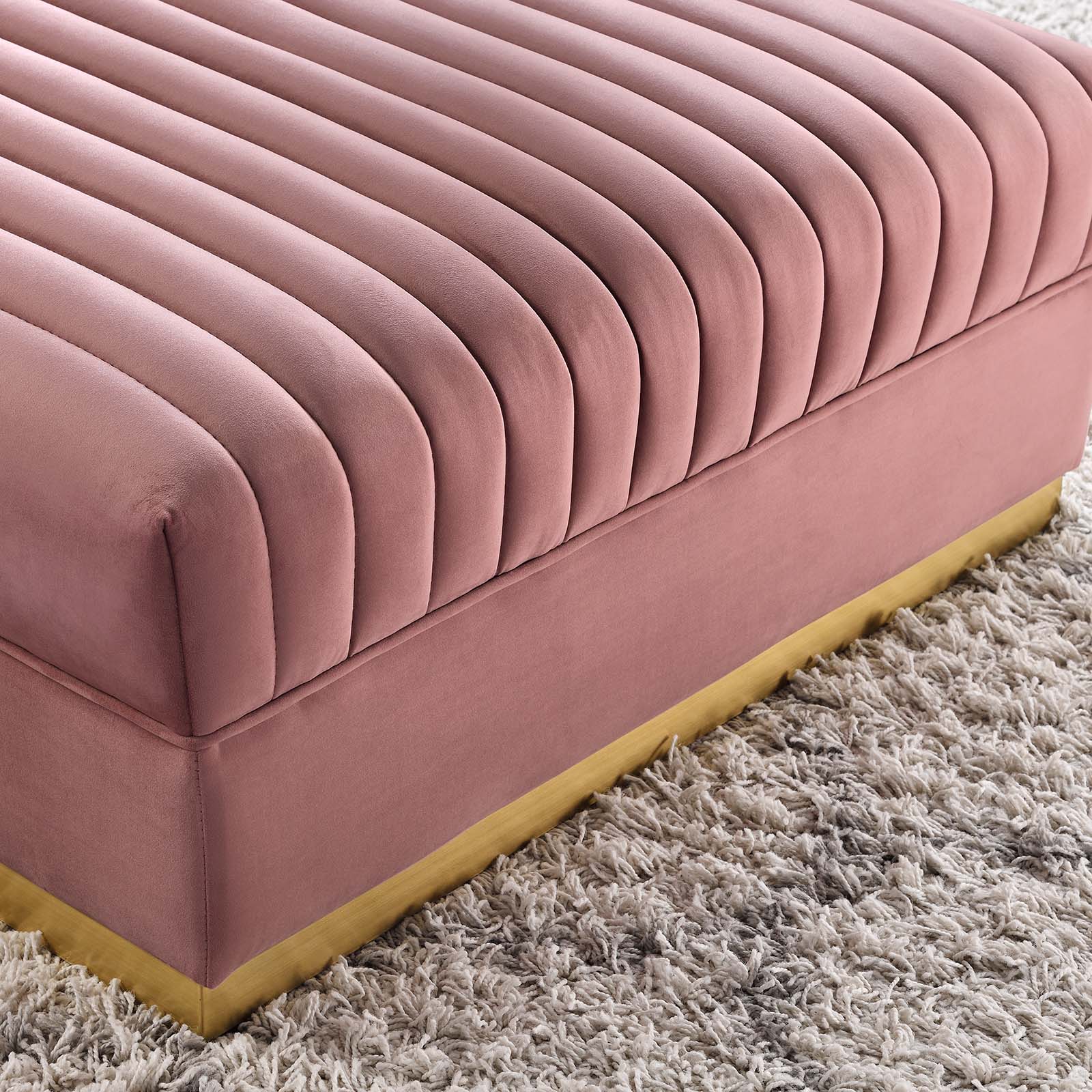 Modway Ottomans & Stools - Sanguine Channel Tufted Performance Velvet Modular Sectional Sofa Ottoman Dusty Rose