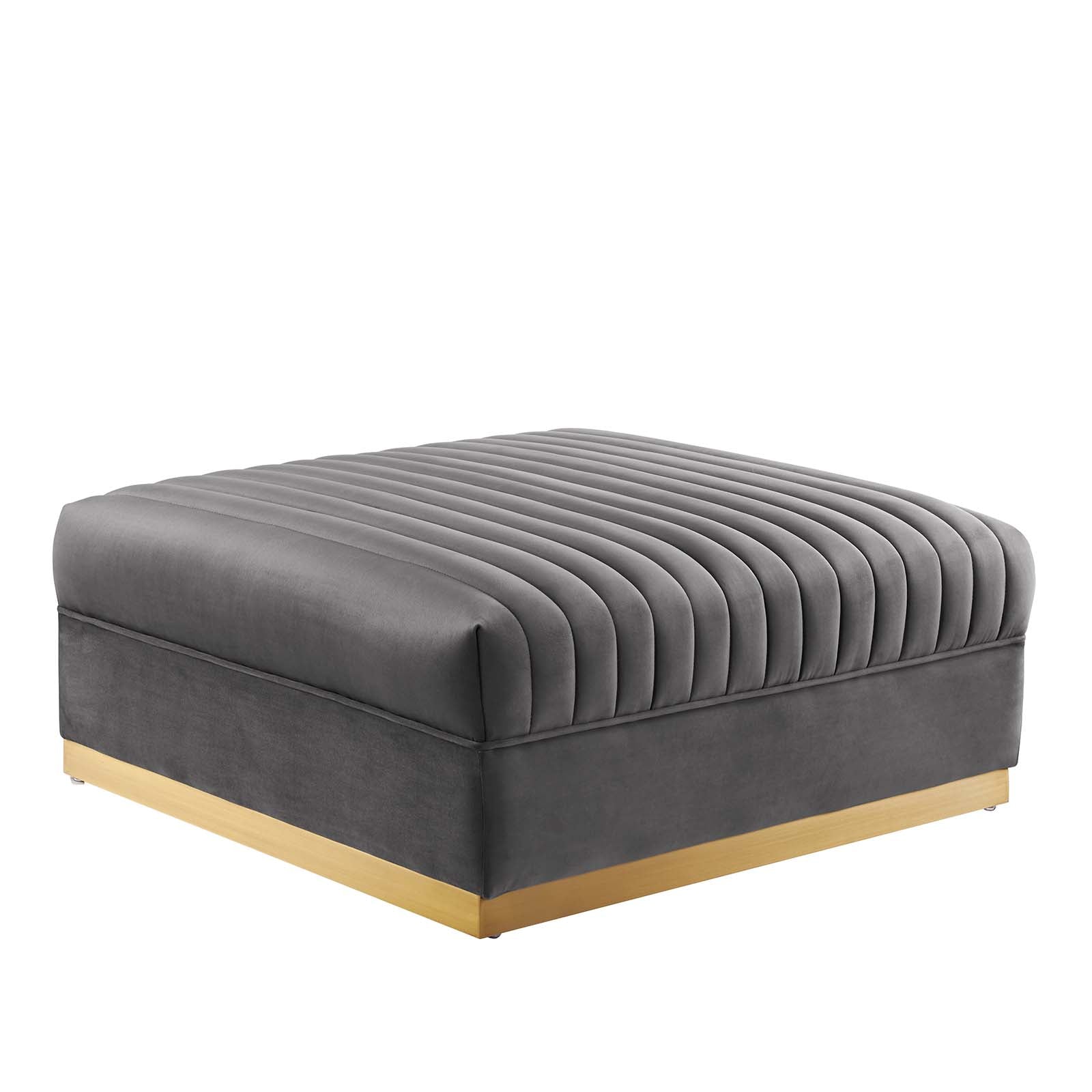 Modway Ottomans & Stools - Sanguine Channel Tufted Performance Velvet Modular Sectional Sofa Ottoman Gray
