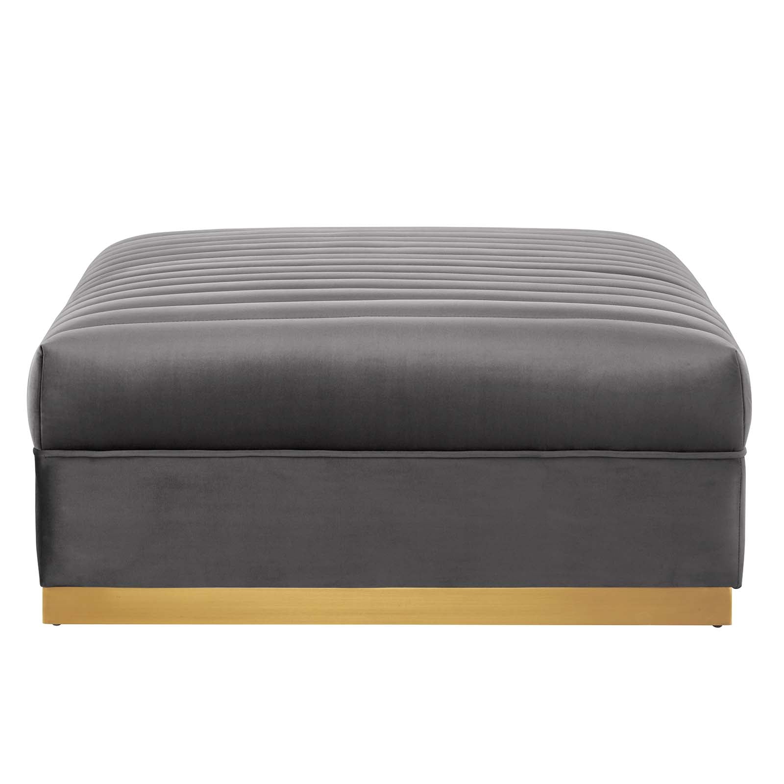 Modway Ottomans & Stools - Sanguine Channel Tufted Performance Velvet Modular Sectional Sofa Ottoman Gray