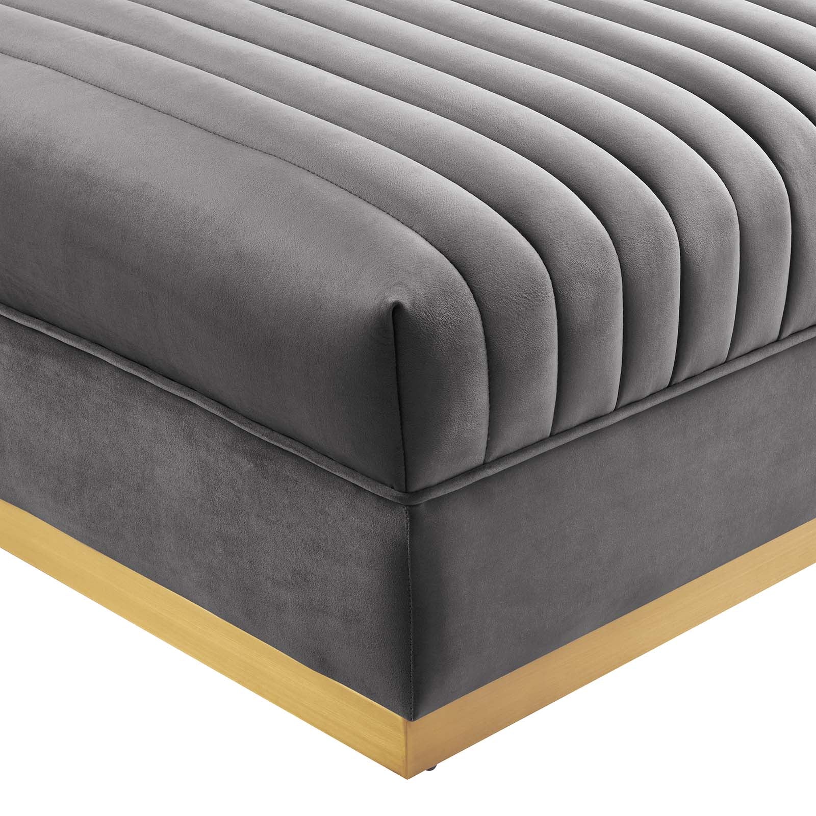 Modway Ottomans & Stools - Sanguine Channel Tufted Performance Velvet Modular Sectional Sofa Ottoman Gray