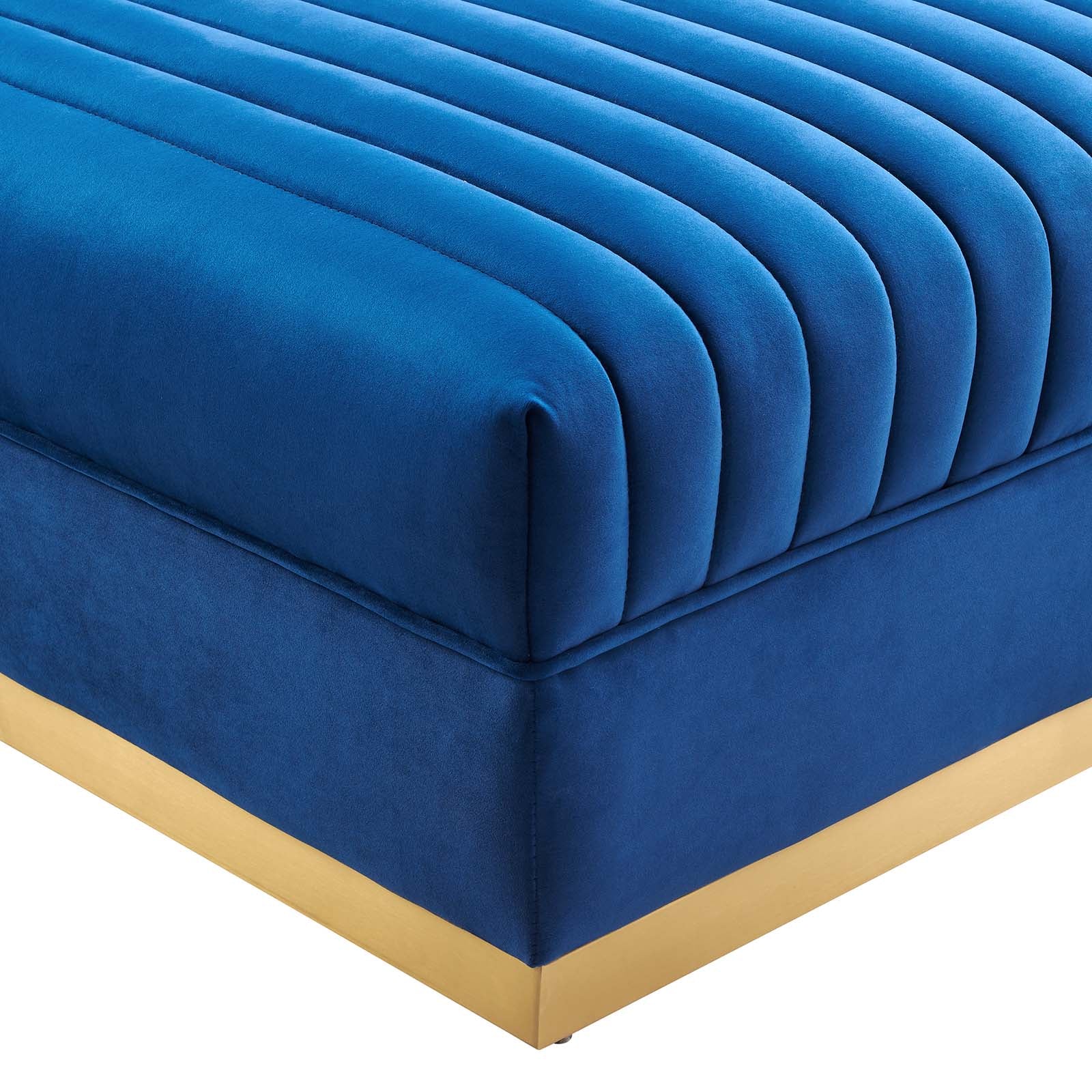Modway Ottomans & Stools - Sanguine Channel Tufted Performance Velvet Modular Sectional Sofa Ottoman Navy