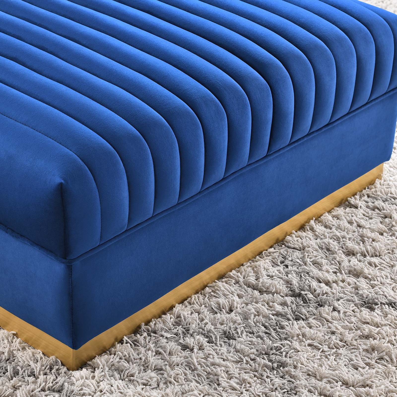 Modway Ottomans & Stools - Sanguine Channel Tufted Performance Velvet Modular Sectional Sofa Ottoman Navy