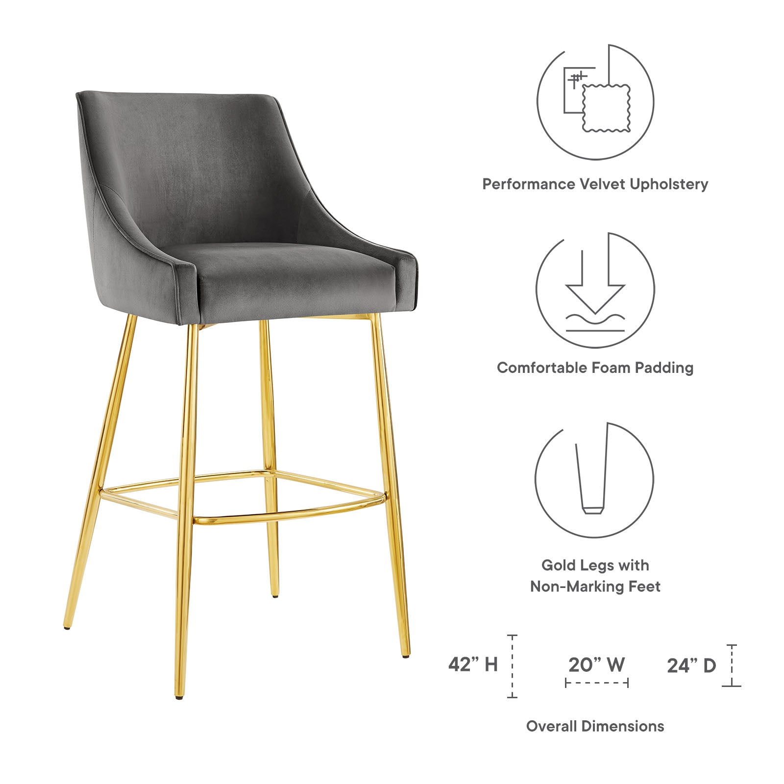 Modway Barstools - Discern Bar Stools - Set Of 2 Gray
