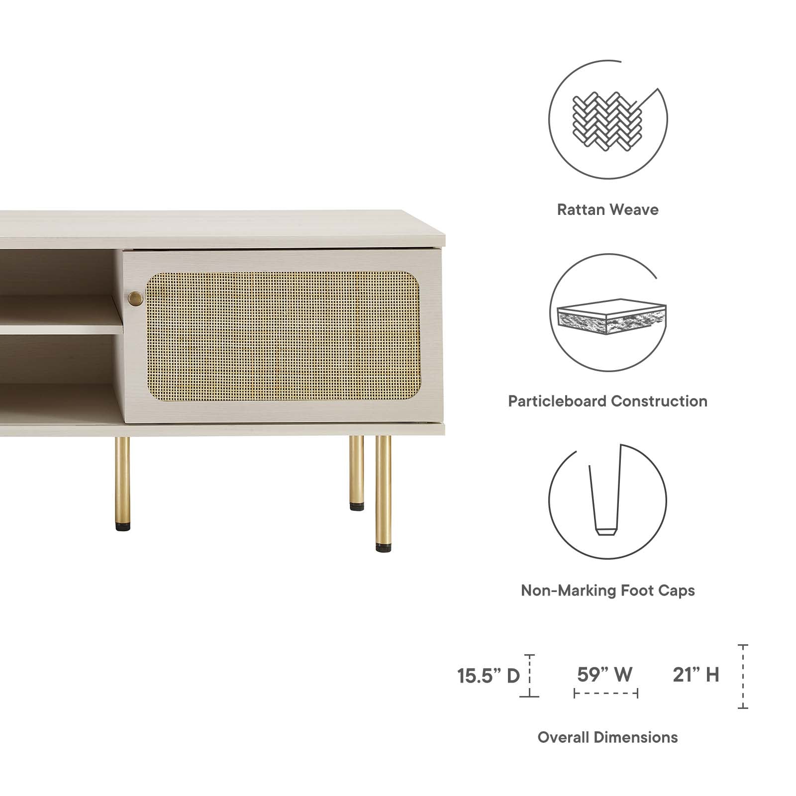 Modway TV & Media Units - Cambria 60" Tv Stand White
