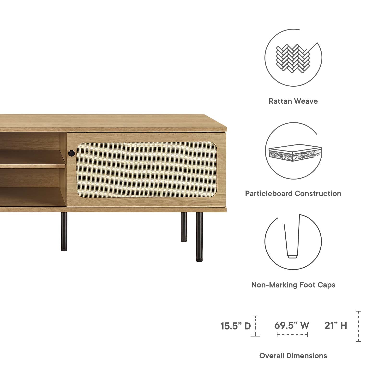 Modway TV & Media Units - Cambria 70" Tv Stand Oak