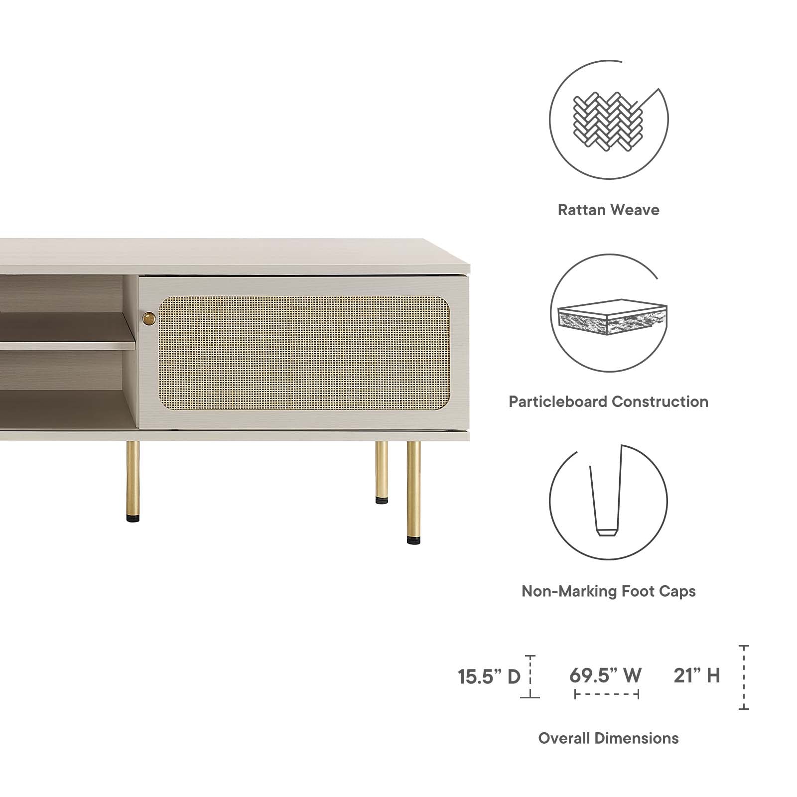 Modway TV & Media Units - Cambria 70" Tv Stand White