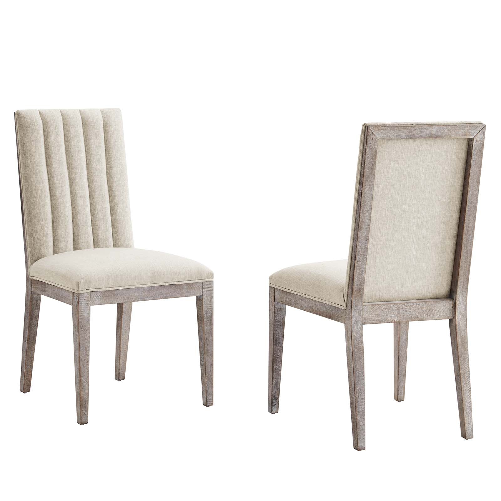 Modway Dining Chairs - Maisonette French Vintage Tufted Fabric Dining Side Chairs Set of 2 Beige