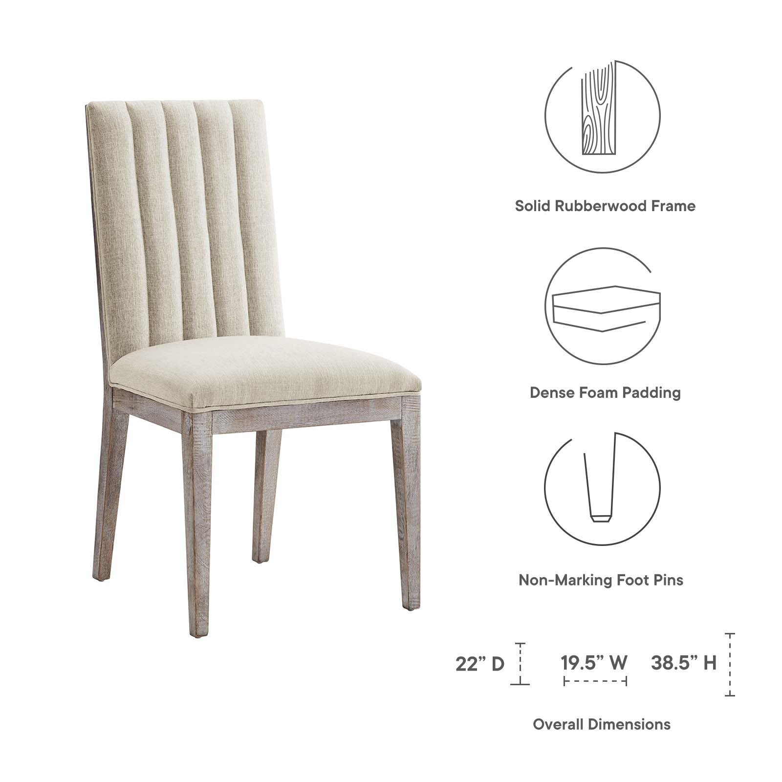 Modway Dining Chairs - Maisonette French Vintage Tufted Fabric Dining Side Chairs Set of 2 Beige