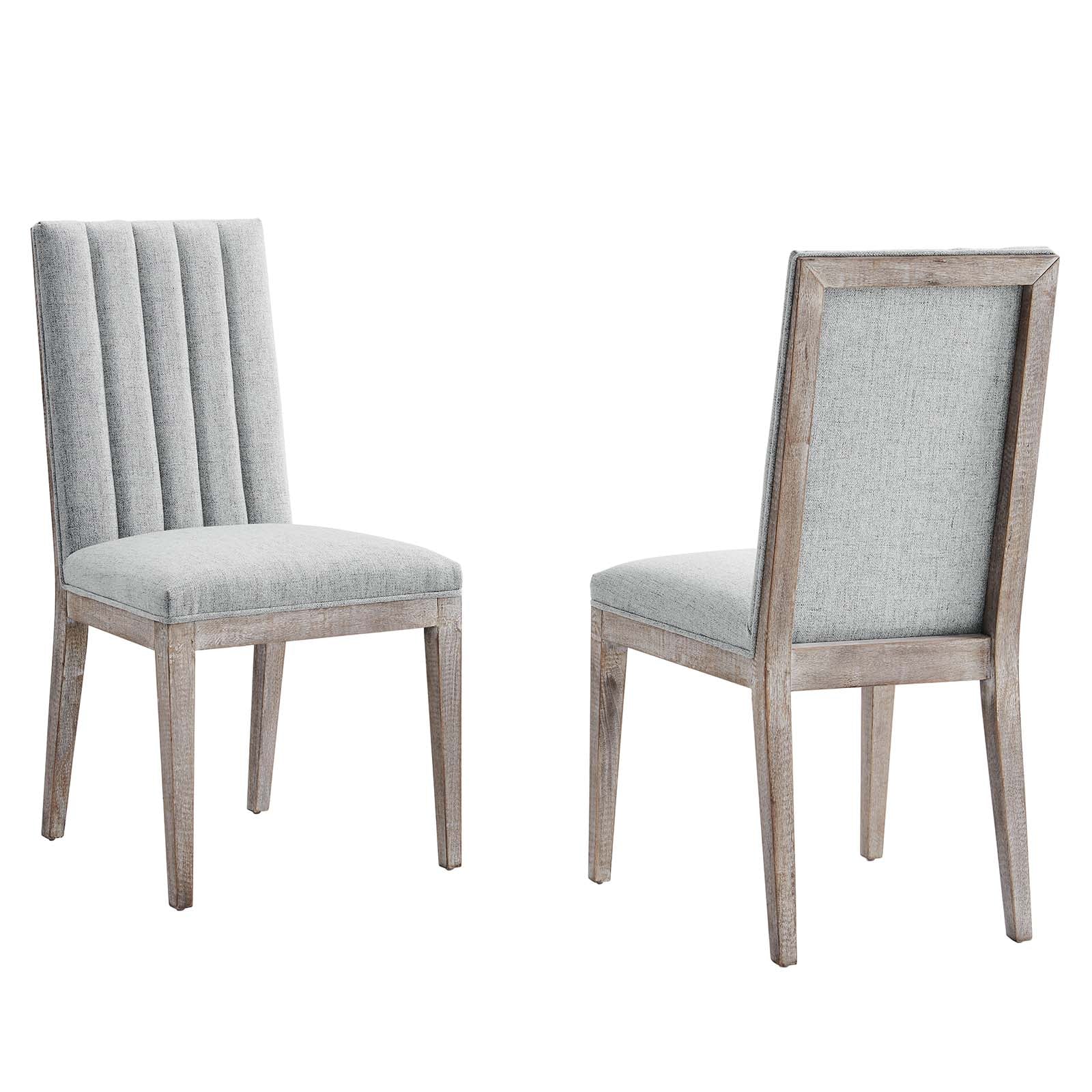 Modway Dining Chairs - Maisonette French Vintage Tufted Fabric Dining Side Chairs Set of 2 Light Gray