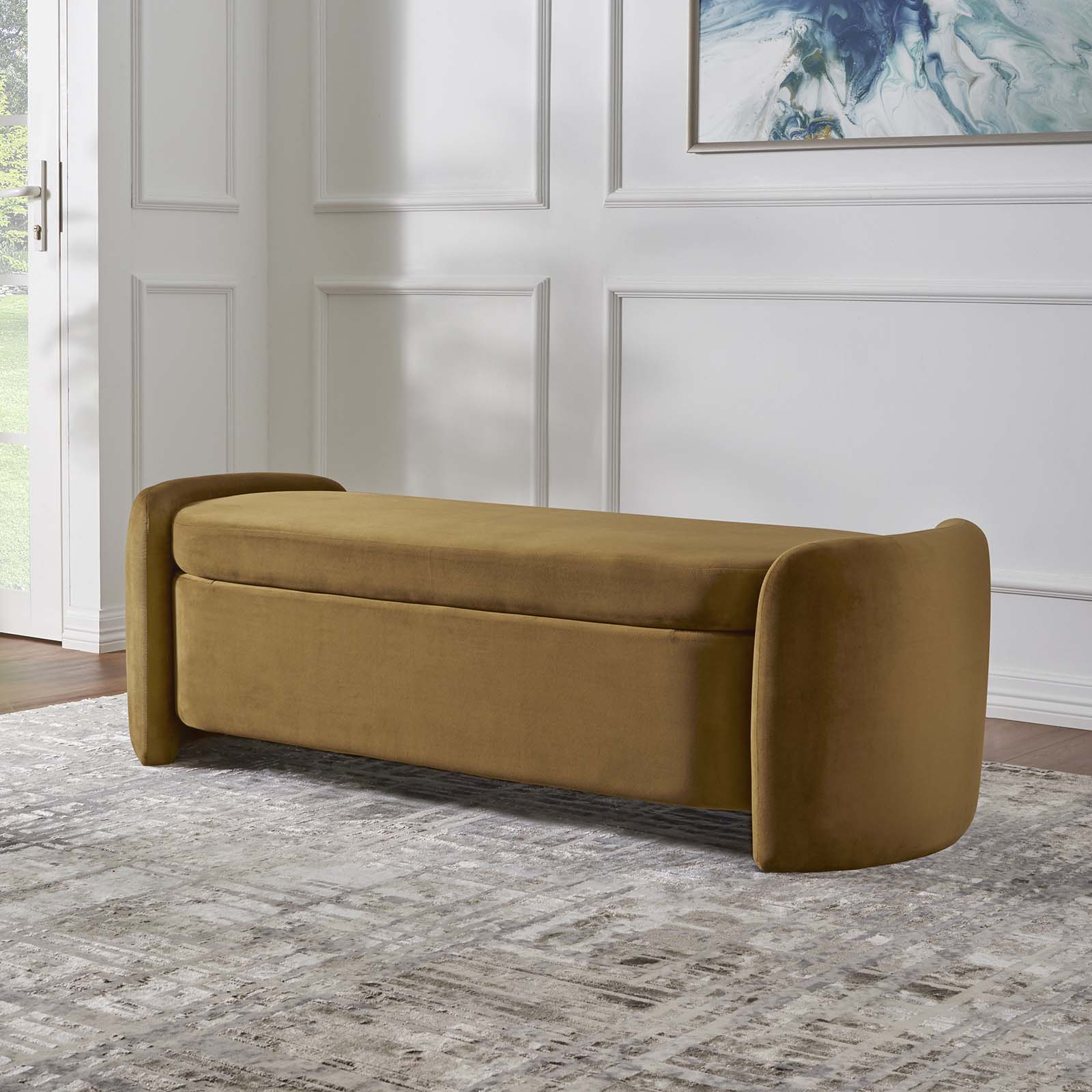 Modway Benches - Nebula Upholstered Performance Velvet Bench Cognac