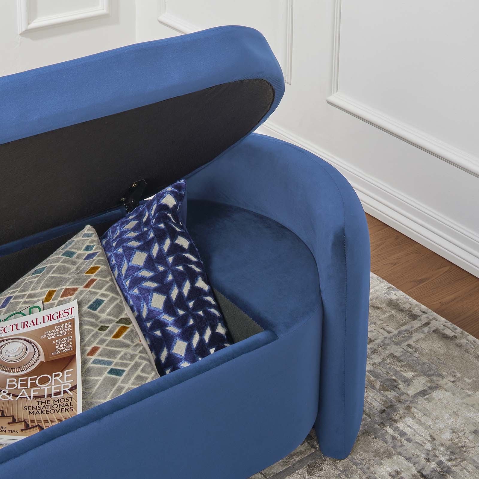 Modway Benches - Nebula Upholstered Performance Velvet Bench Midnight Blue