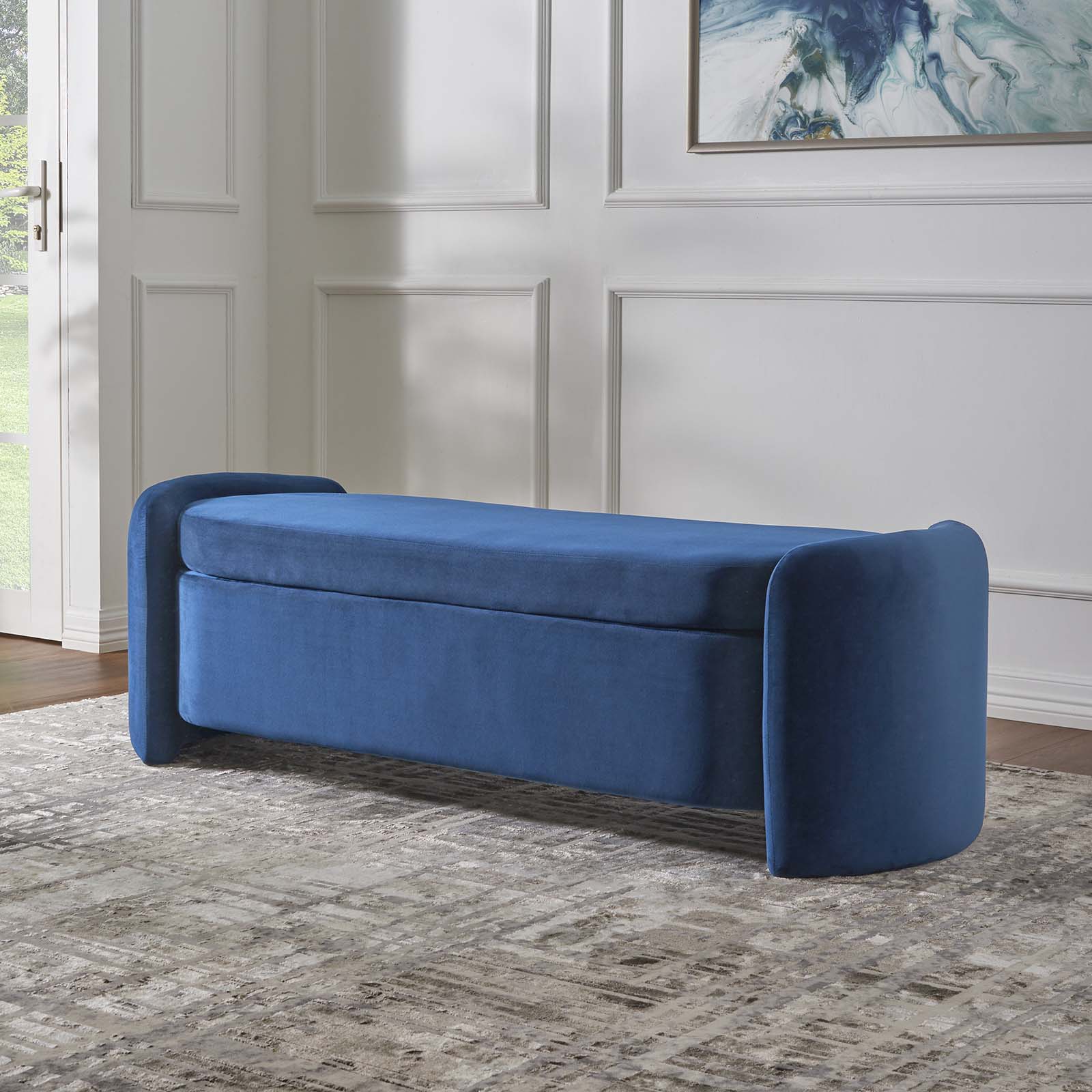 Modway Benches - Nebula Upholstered Performance Velvet Bench Midnight Blue