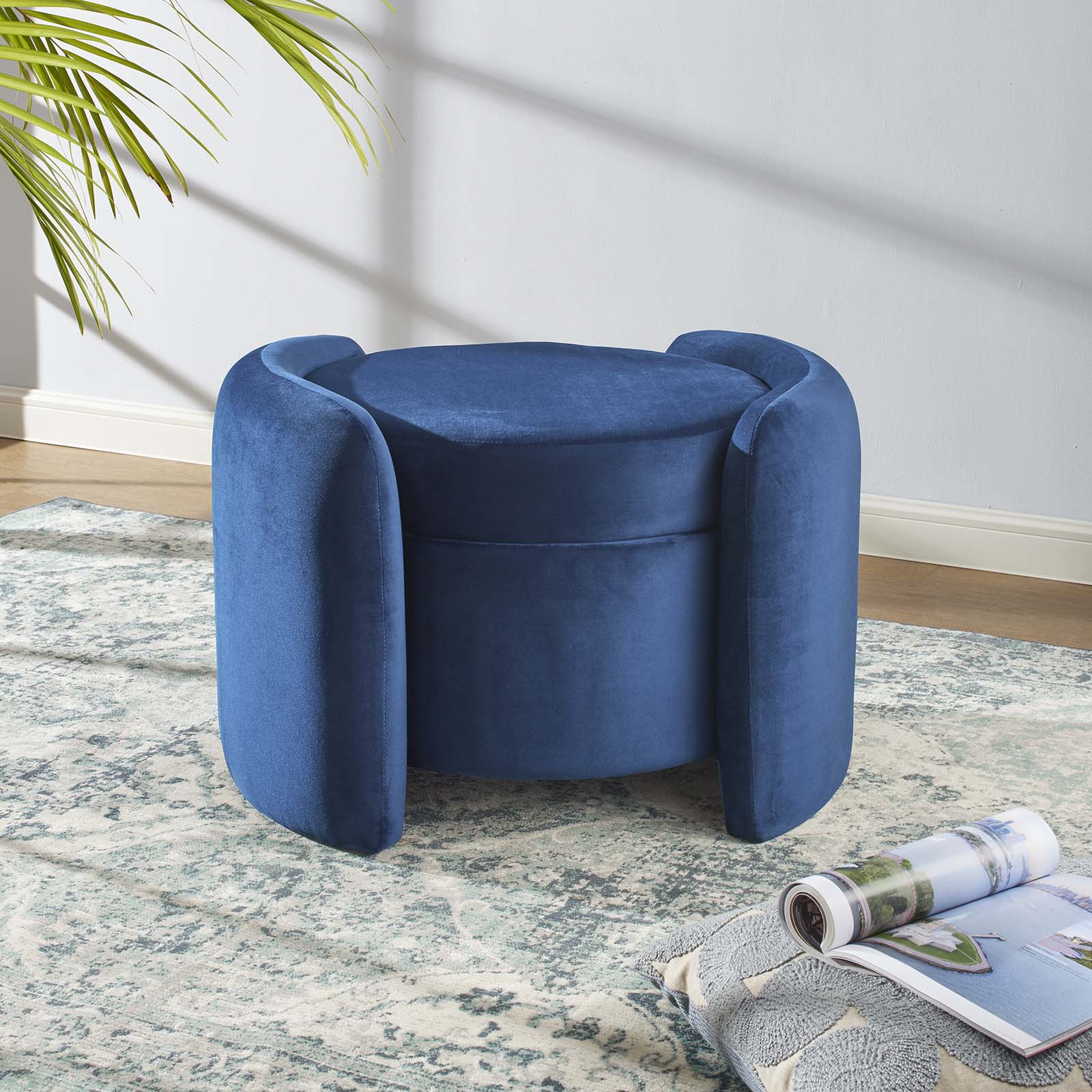 Modway Ottomans & Stools - Nebula Upholstered Performance Velvet Ottoman Midnight Blue