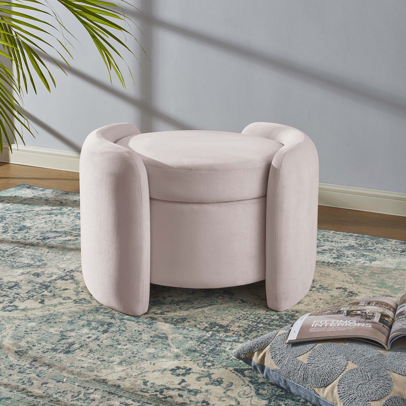 Modway Ottomans & Stools - Nebula Upholstered Performance Velvet Ottoman Pink