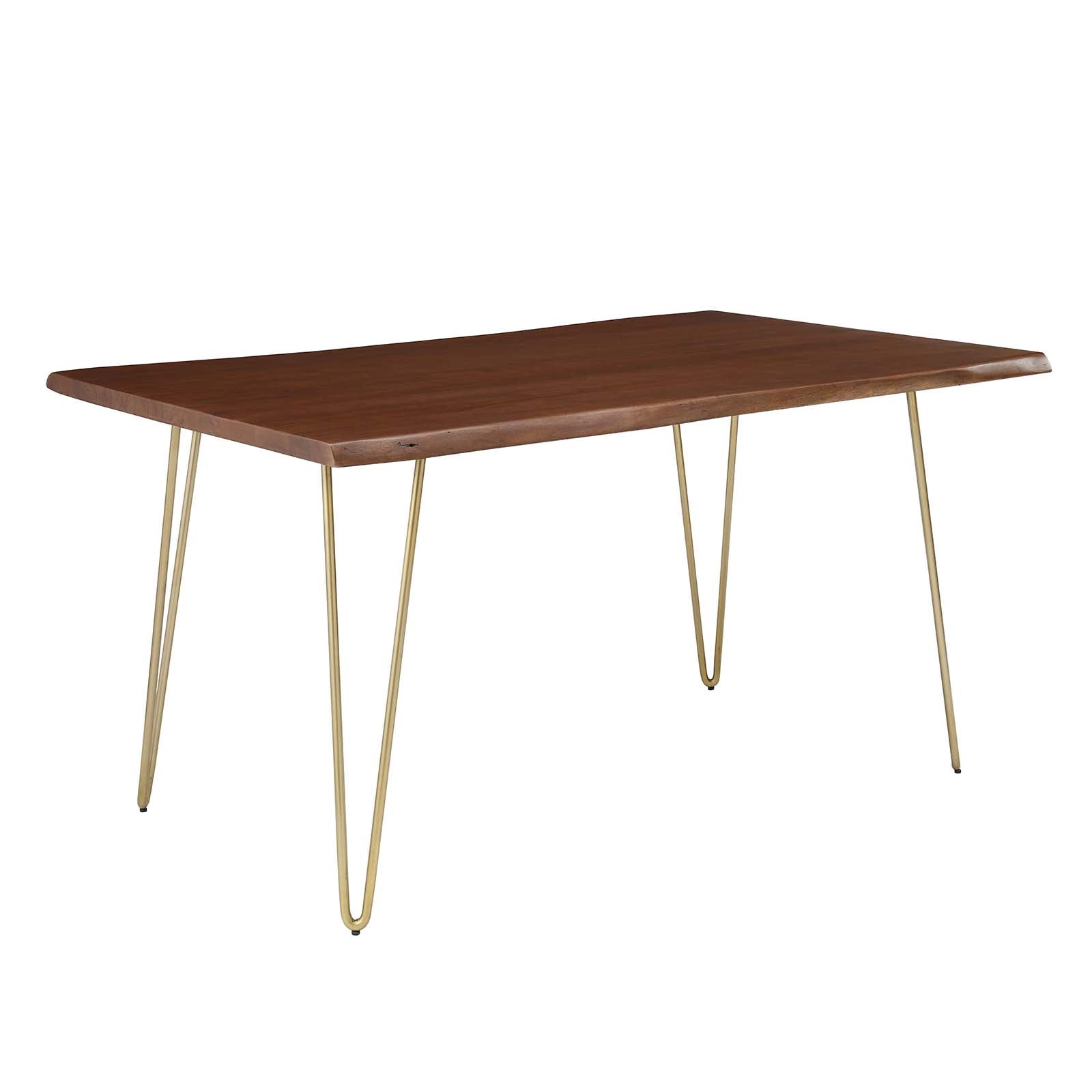 Modway Dining Tables - Henley 60" Live Edge Acacia Wood Dining Table Gold Walnut