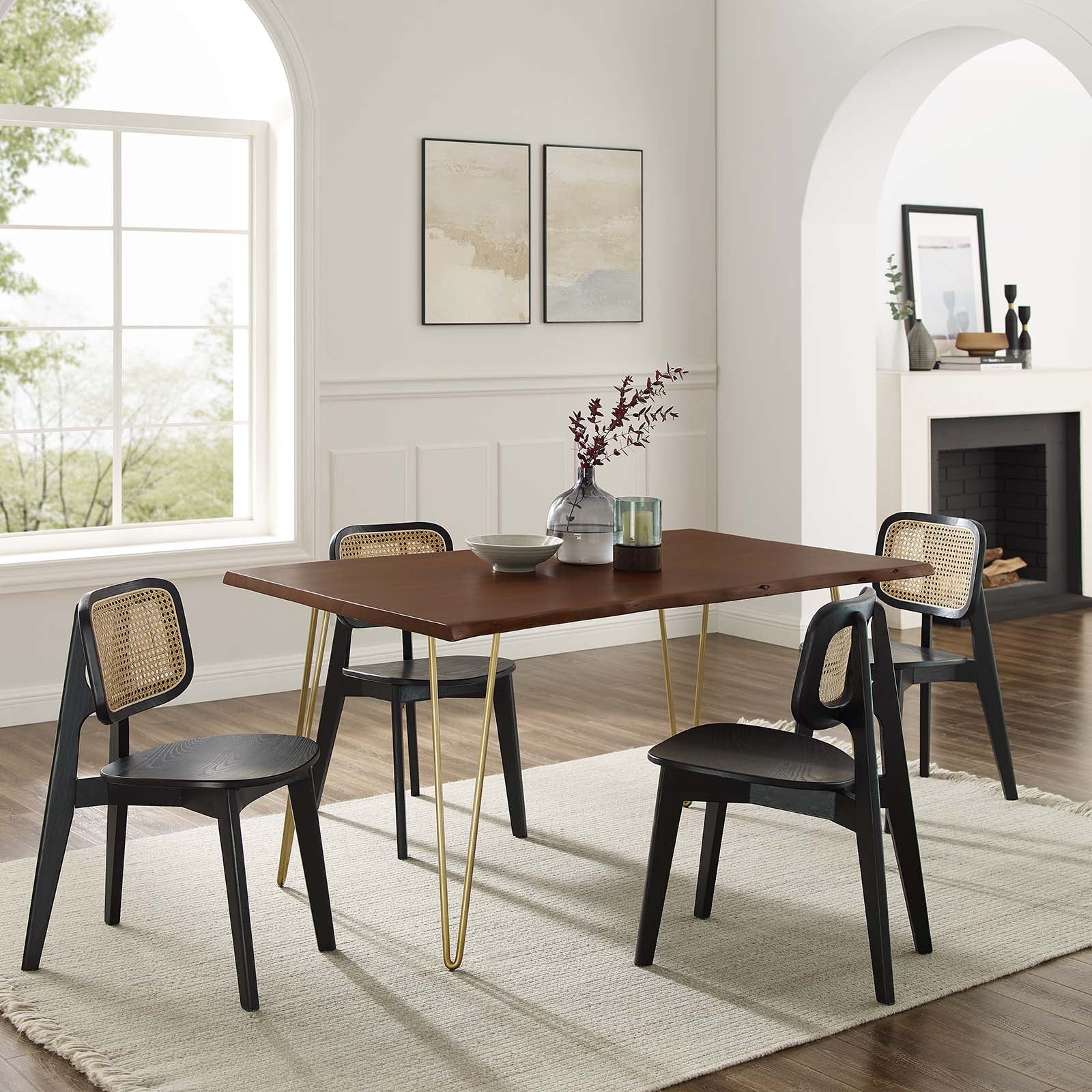 Modway Dining Tables - Henley 60" Live Edge Acacia Wood Dining Table Gold Walnut