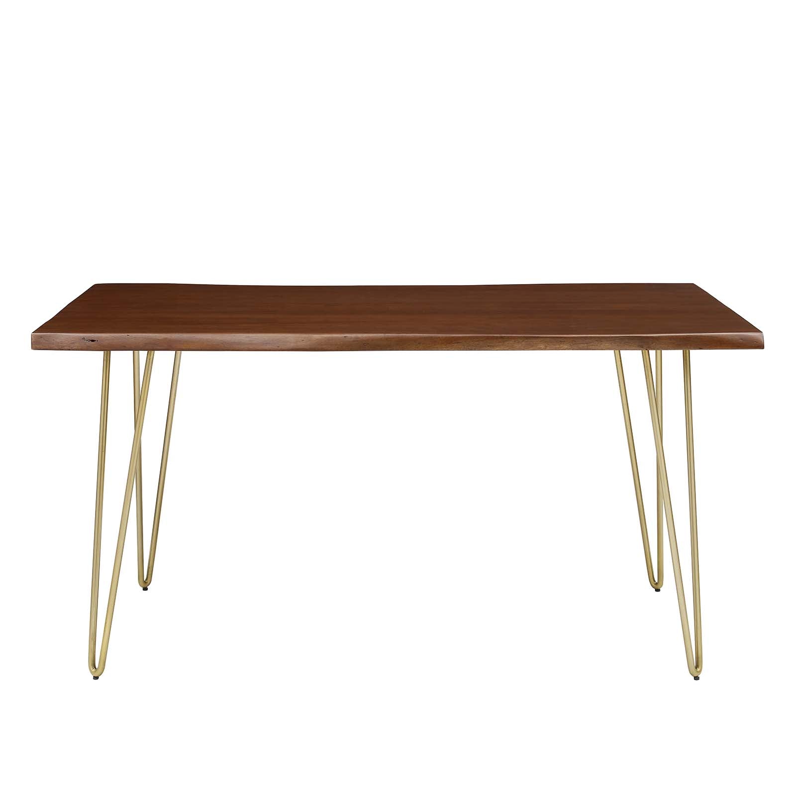 Modway Dining Tables - Henley 60" Live Edge Acacia Wood Dining Table Gold Walnut