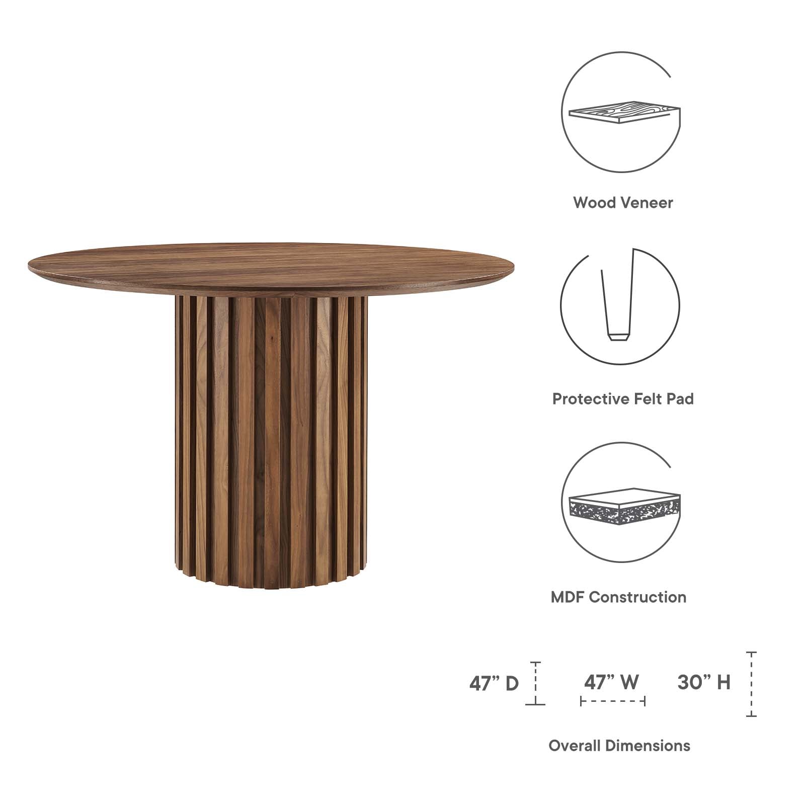 Modway Dining Tables - Senja 47" Round Dining Table Walnut