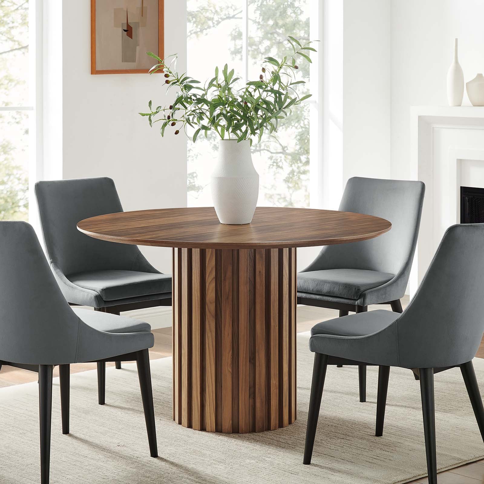 Modway Dining Tables - Senja 47" Round Dining Table Walnut