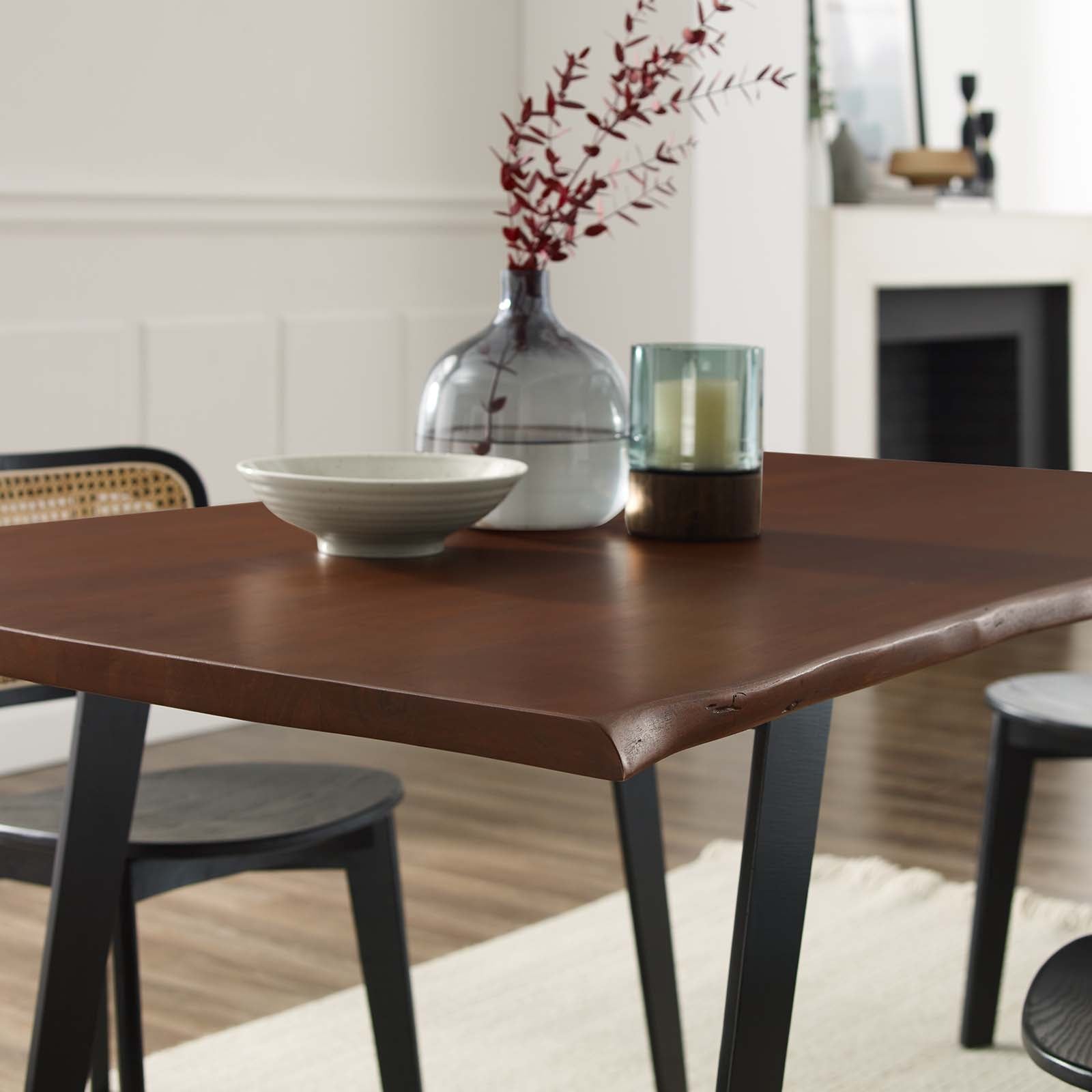 Modway Dining Tables - Astound 60" Live Edge Acacia Wood Dining Table Black Walnut