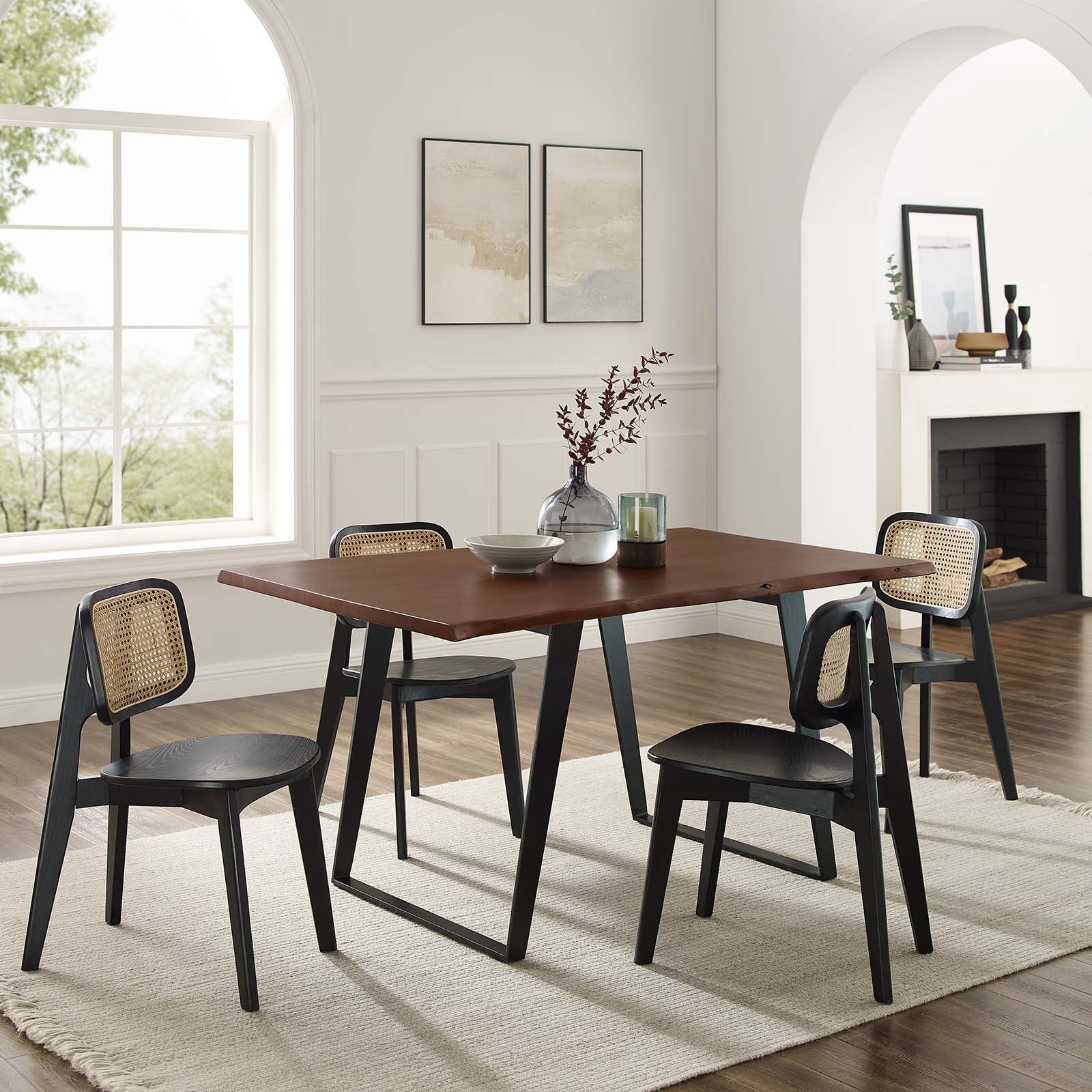 Modway Dining Tables - Astound 60" Live Edge Acacia Wood Dining Table Black Walnut