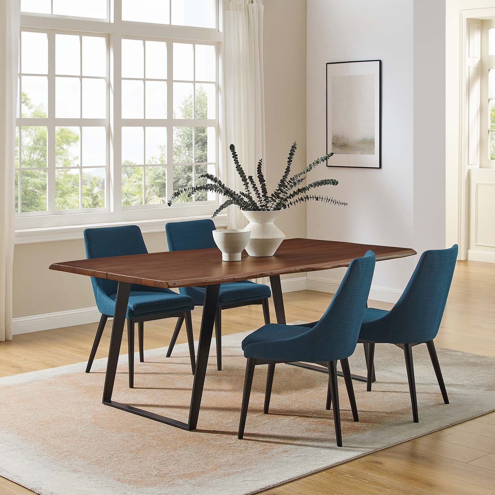Modway Dining Tables - Viggo 74" Live Edge Acacia Wood Dining Table Black Walnut