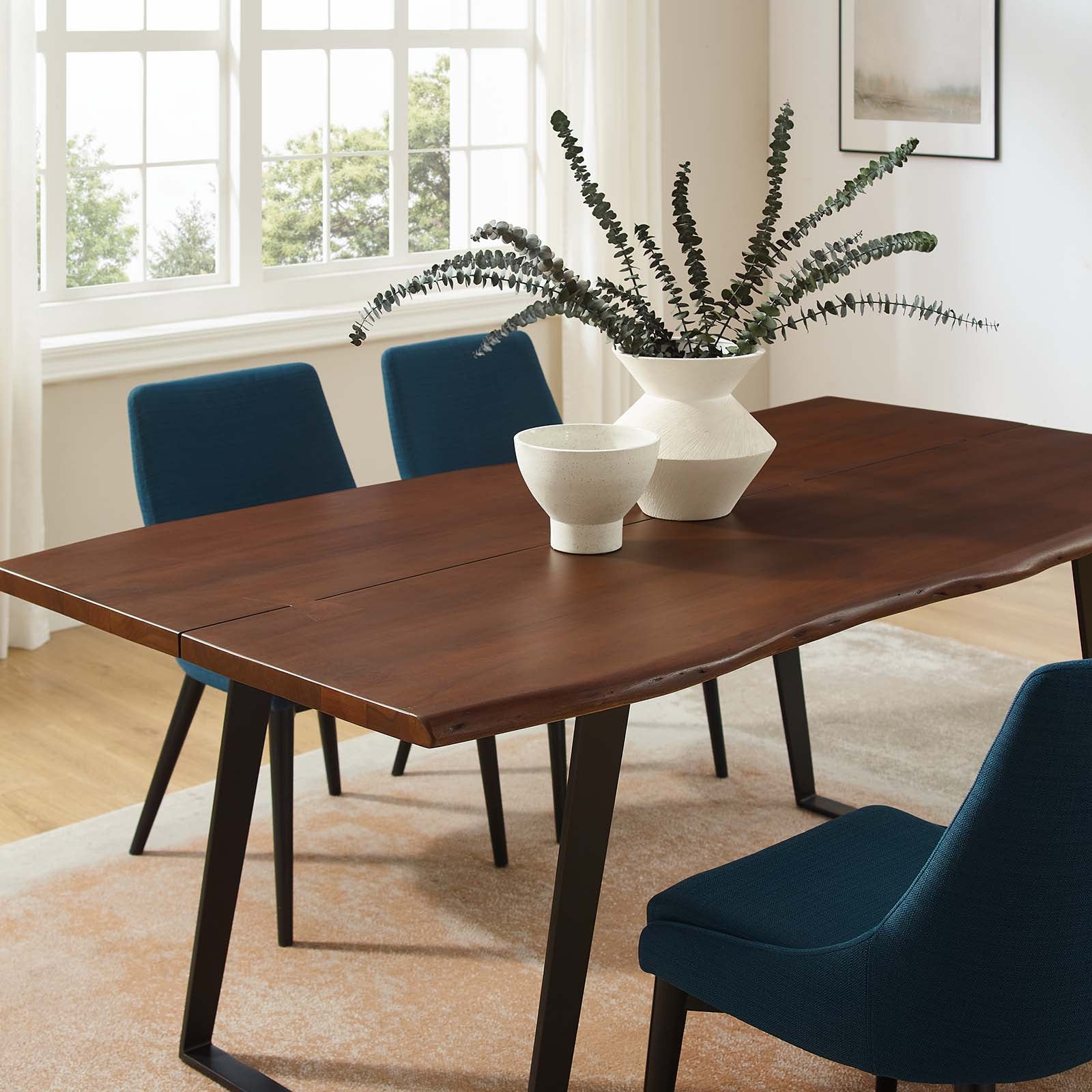 Modway Dining Tables - Viggo 74" Live Edge Acacia Wood Dining Table Black Walnut