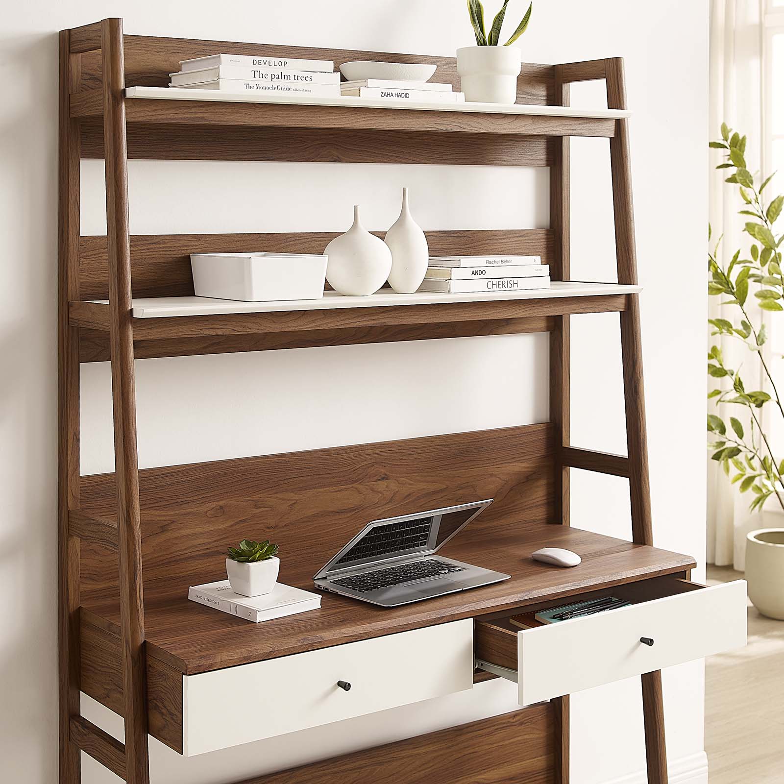 Modway Desks - Bixby Office Desk Walnut White