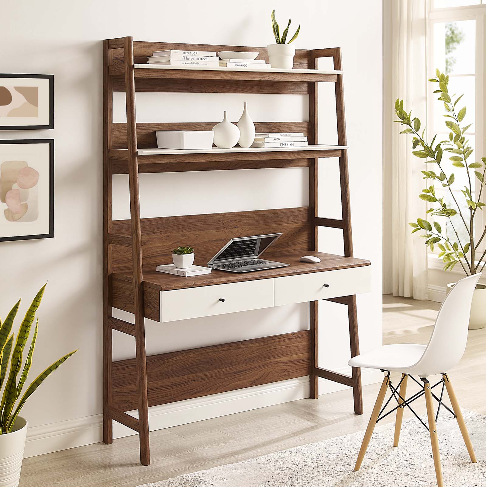 Modway Desks - Bixby Office Desk Walnut White