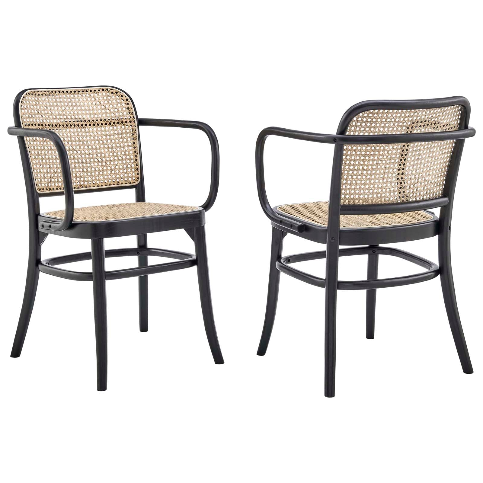 Modway Dining Chairs - Winona Wood Dining Chair Set Of 2 Black