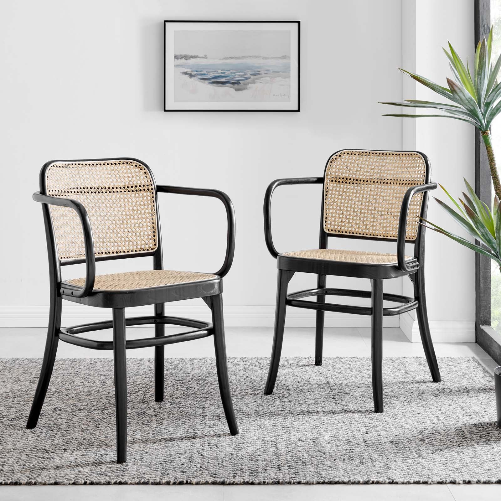 Modway Dining Chairs - Winona Wood Dining Chair Set Of 2 Black