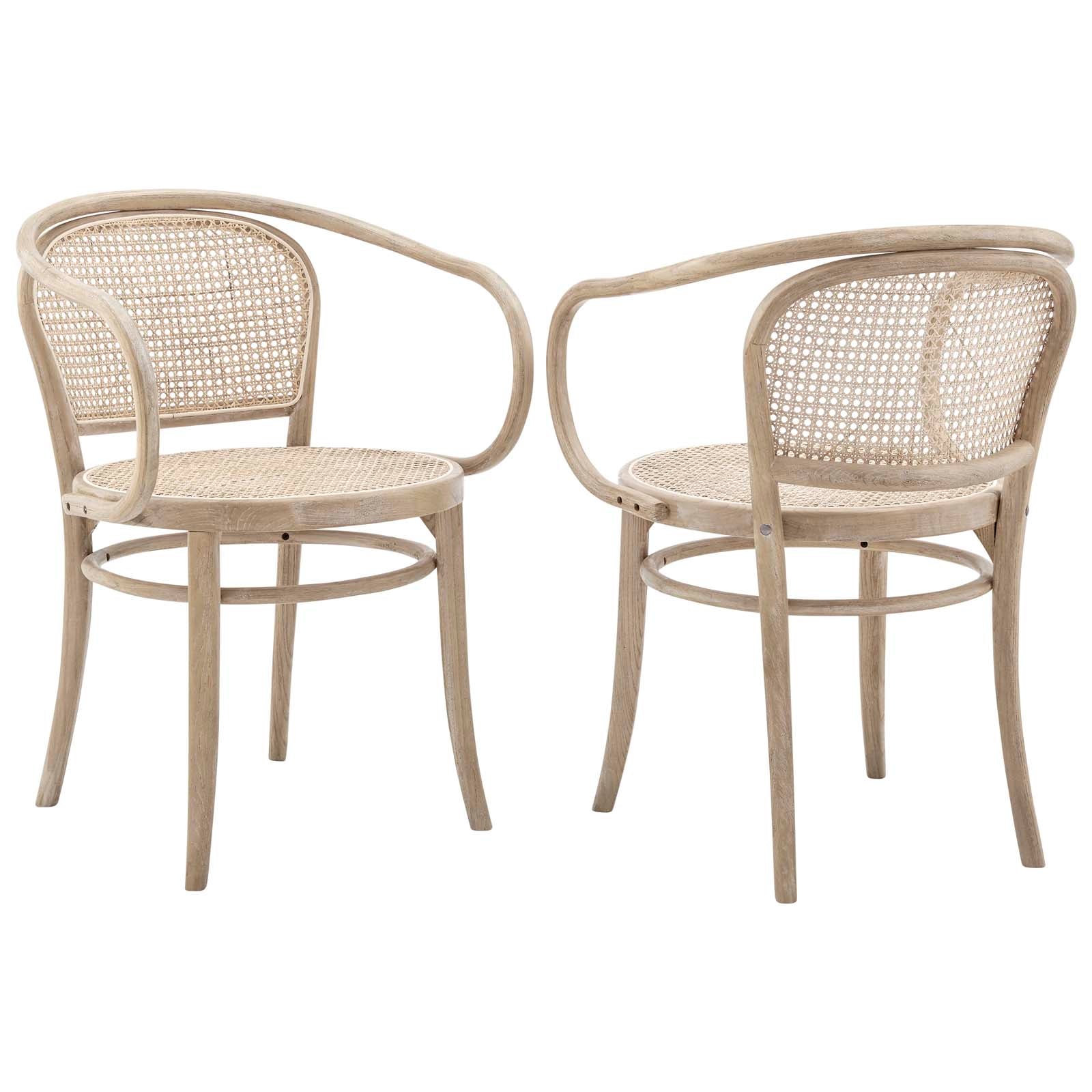 Modway Dining Chairs - Oliana Wood Dining Armchair Set Of 2 Gray