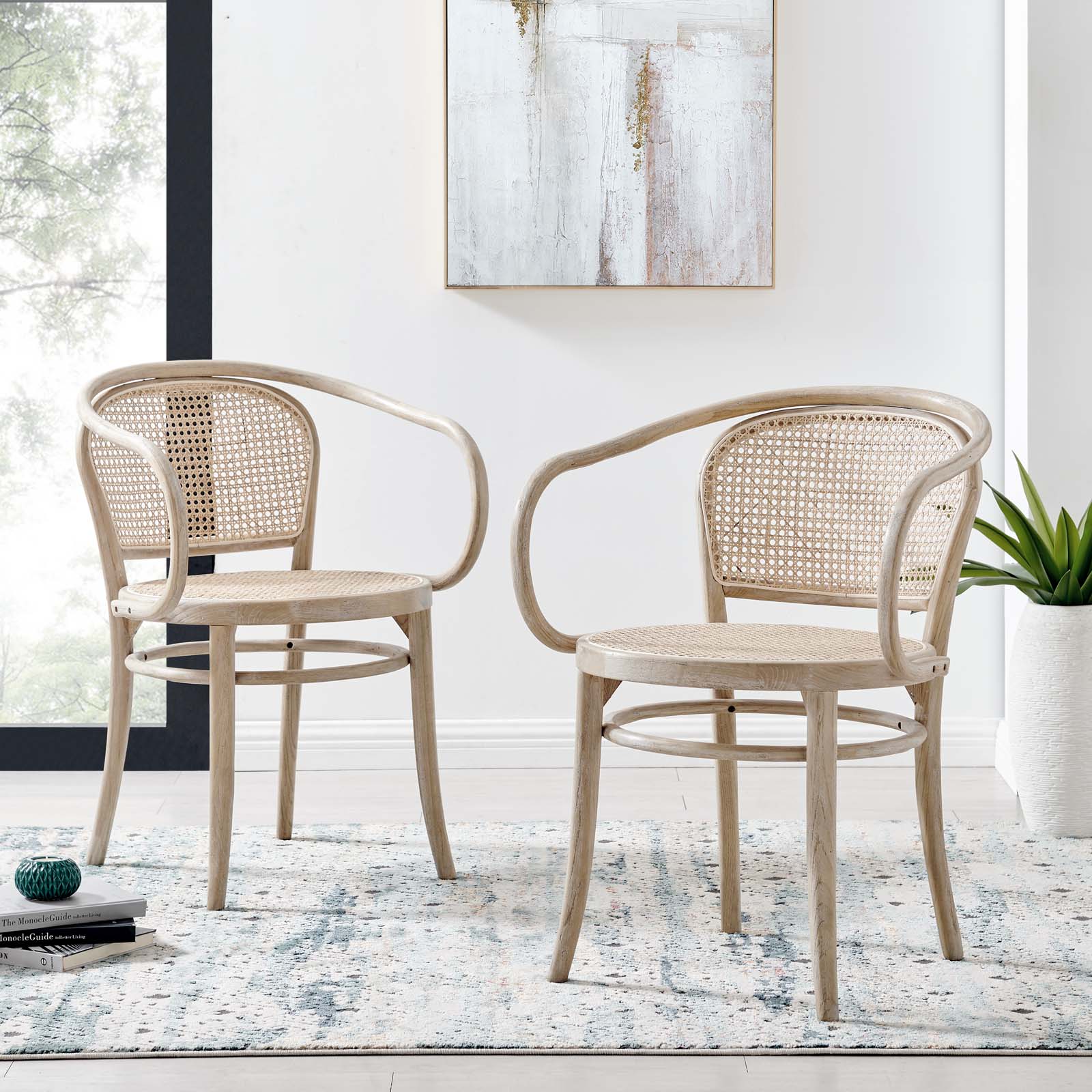 Modway Dining Chairs - Oliana Wood Dining Armchair Set Of 2 Gray