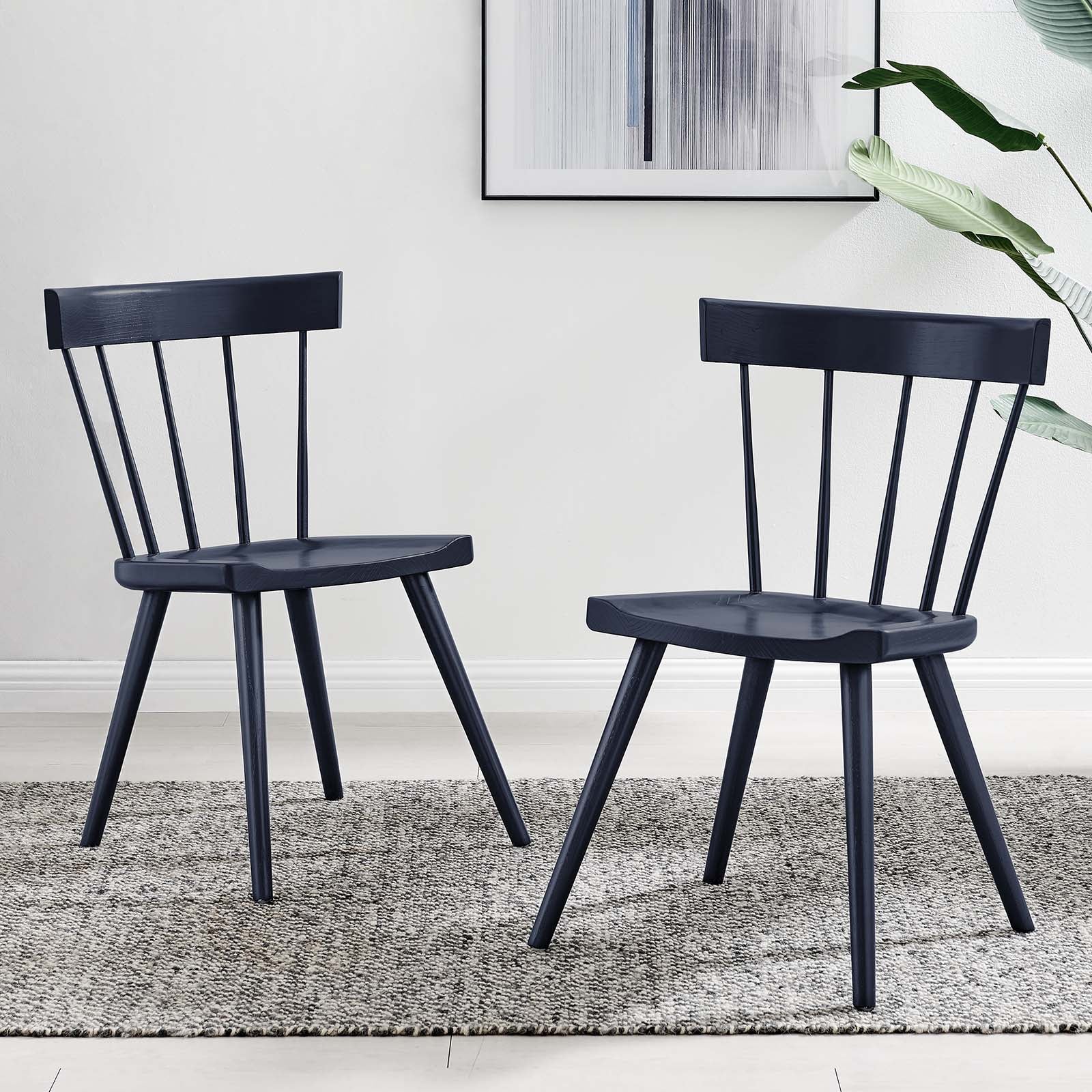 Modway Dining Chairs - Sutter Wood Dining Side Chair Set Of 2 Midnight