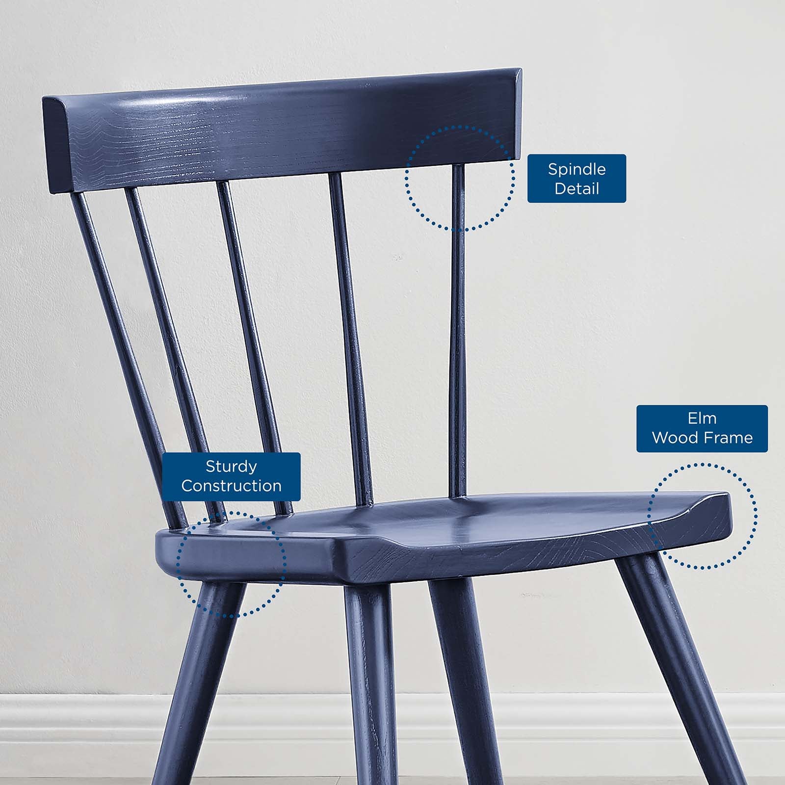 Modway Dining Chairs - Sutter Wood Dining Side Chair Set Of 2 Midnight