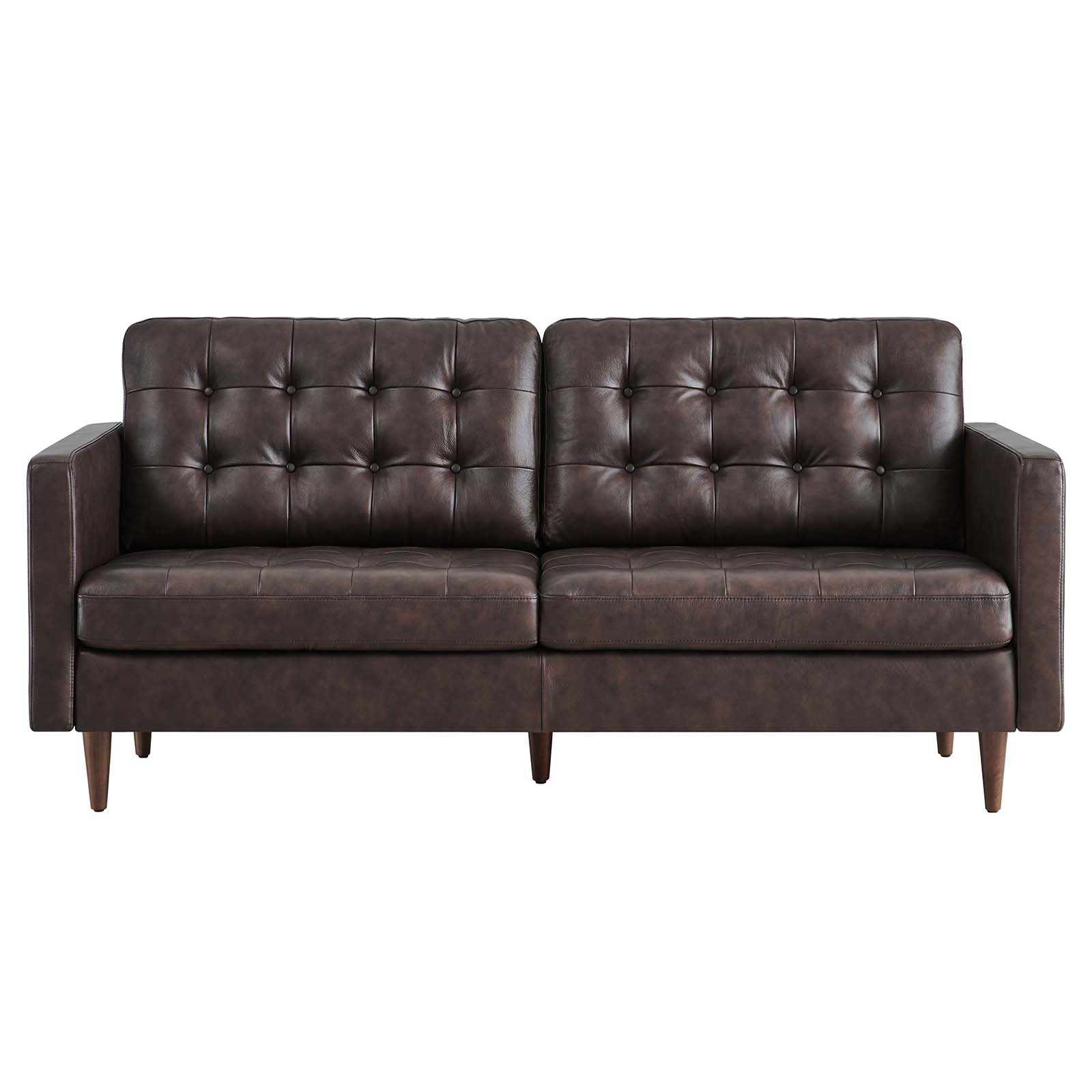 Modway Sofas & Couches - Exalt Tufted Vegan Leather Sofa Brown