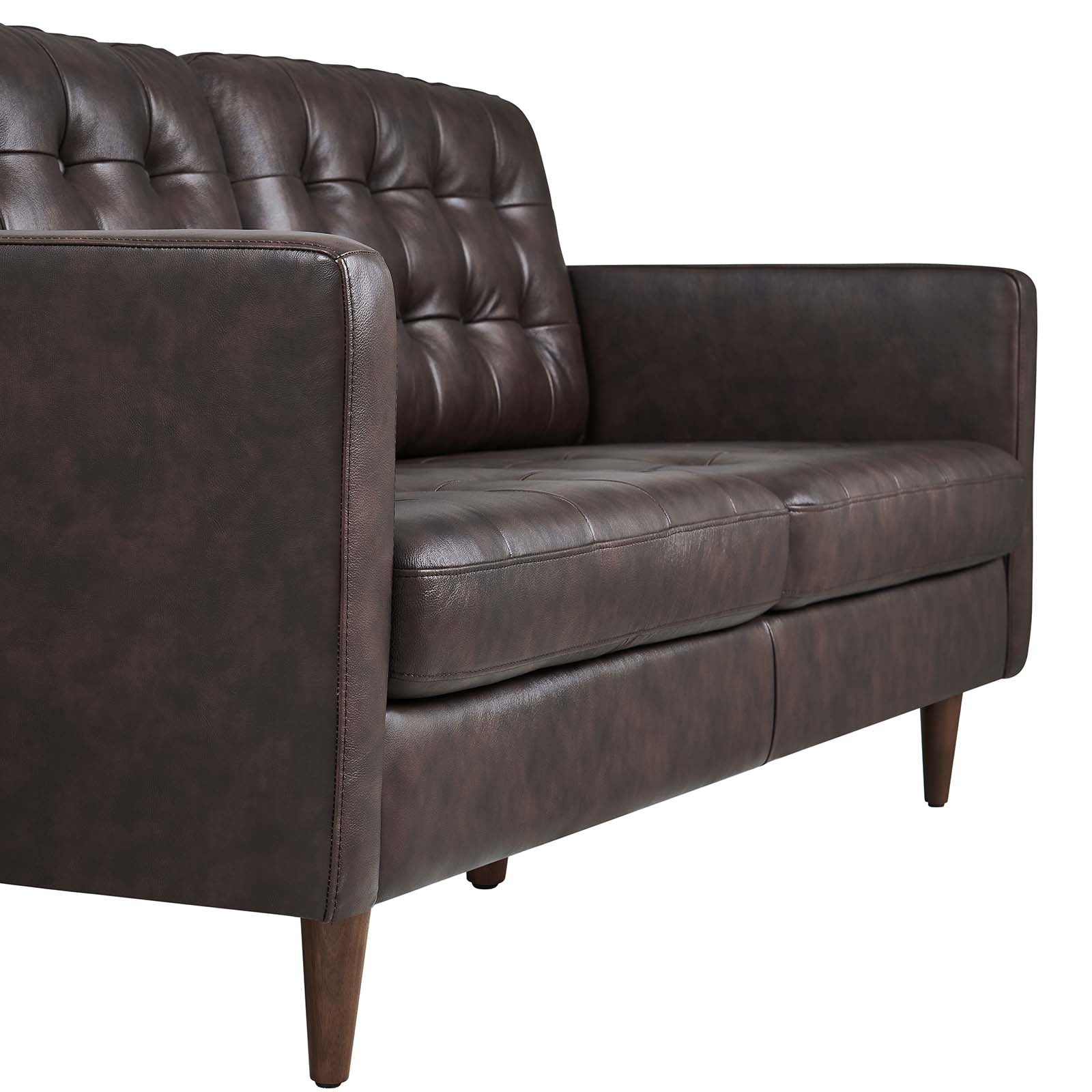 Modway Sofas & Couches - Exalt Tufted Vegan Leather Sofa Brown