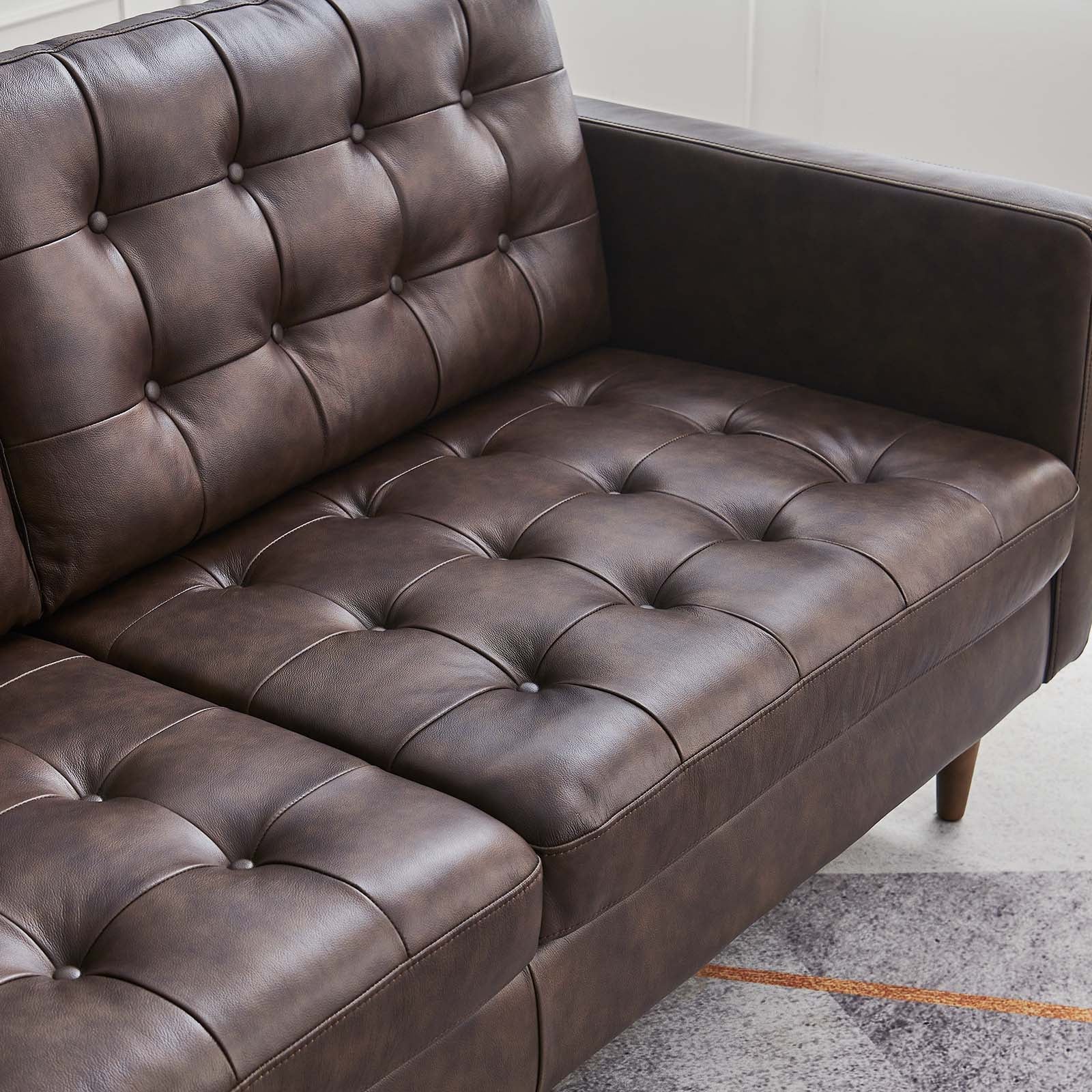 Modway Sofas & Couches - Exalt Tufted Vegan Leather Sofa Brown