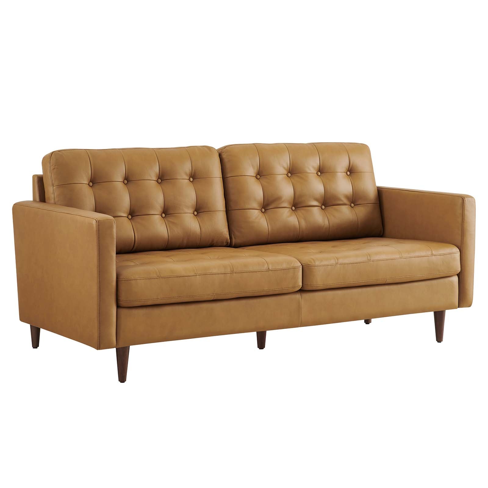 Modway Sofas & Couches - Exalt Tufted Vegan Leather Sofa Tan 34" H