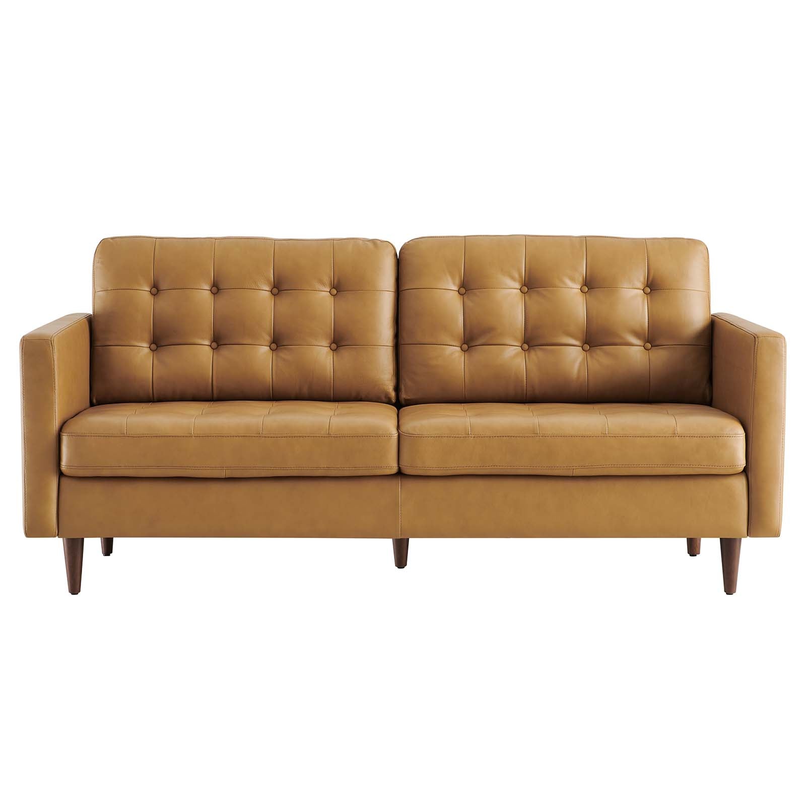 Modway Sofas & Couches - Exalt Tufted Vegan Leather Sofa Tan 34" H