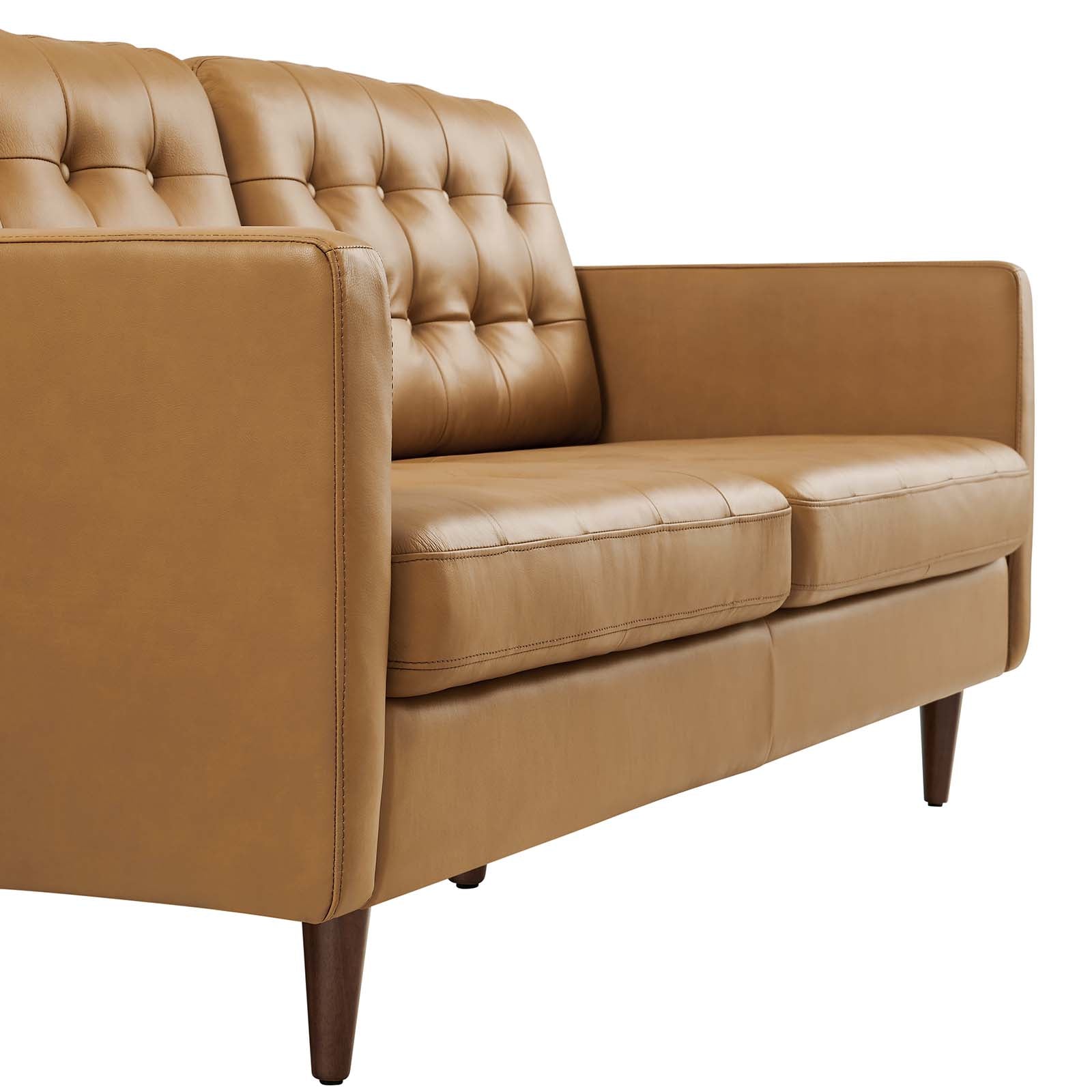 Modway Sofas & Couches - Exalt Tufted Vegan Leather Sofa Tan 34" H