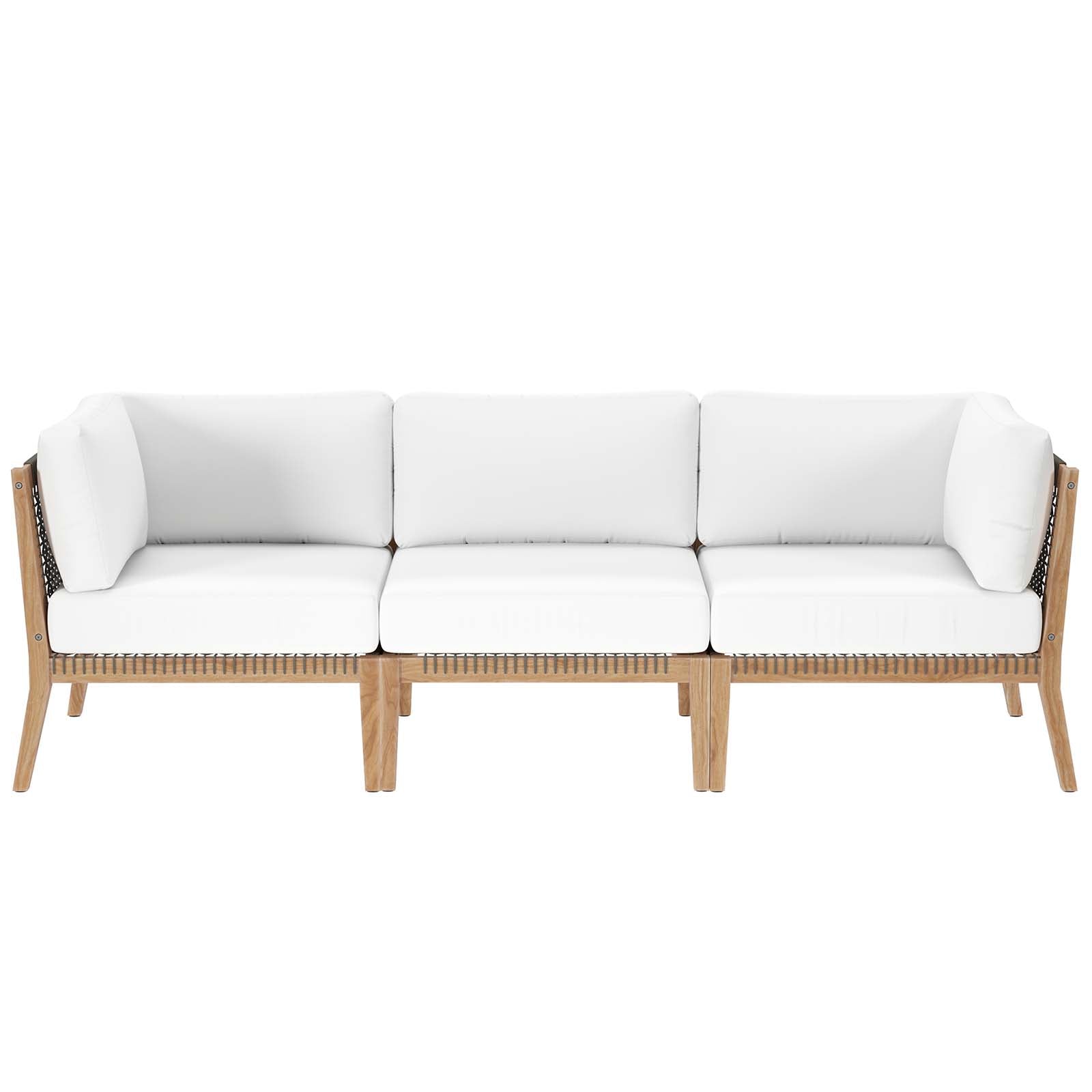 Modway Outdoor Sofas - Clearwater-Outdoor-Patio-Teak-Wood-Sofa-Gray-White