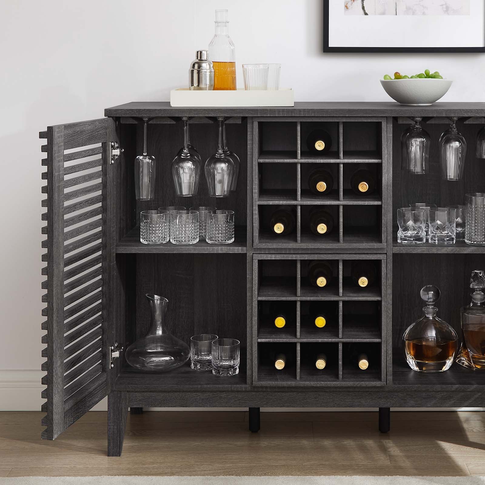 Modway Buffets & Cabinets - Render Bar Cabinet Charcoal