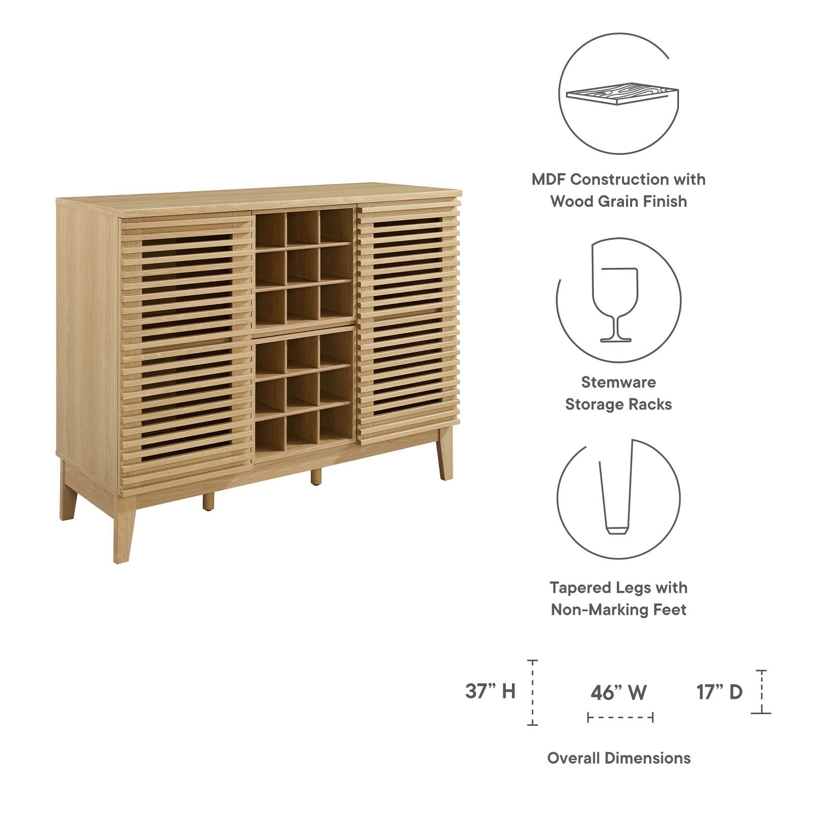 Modway Buffets & Cabinets - Render Bar Cabinet Oak