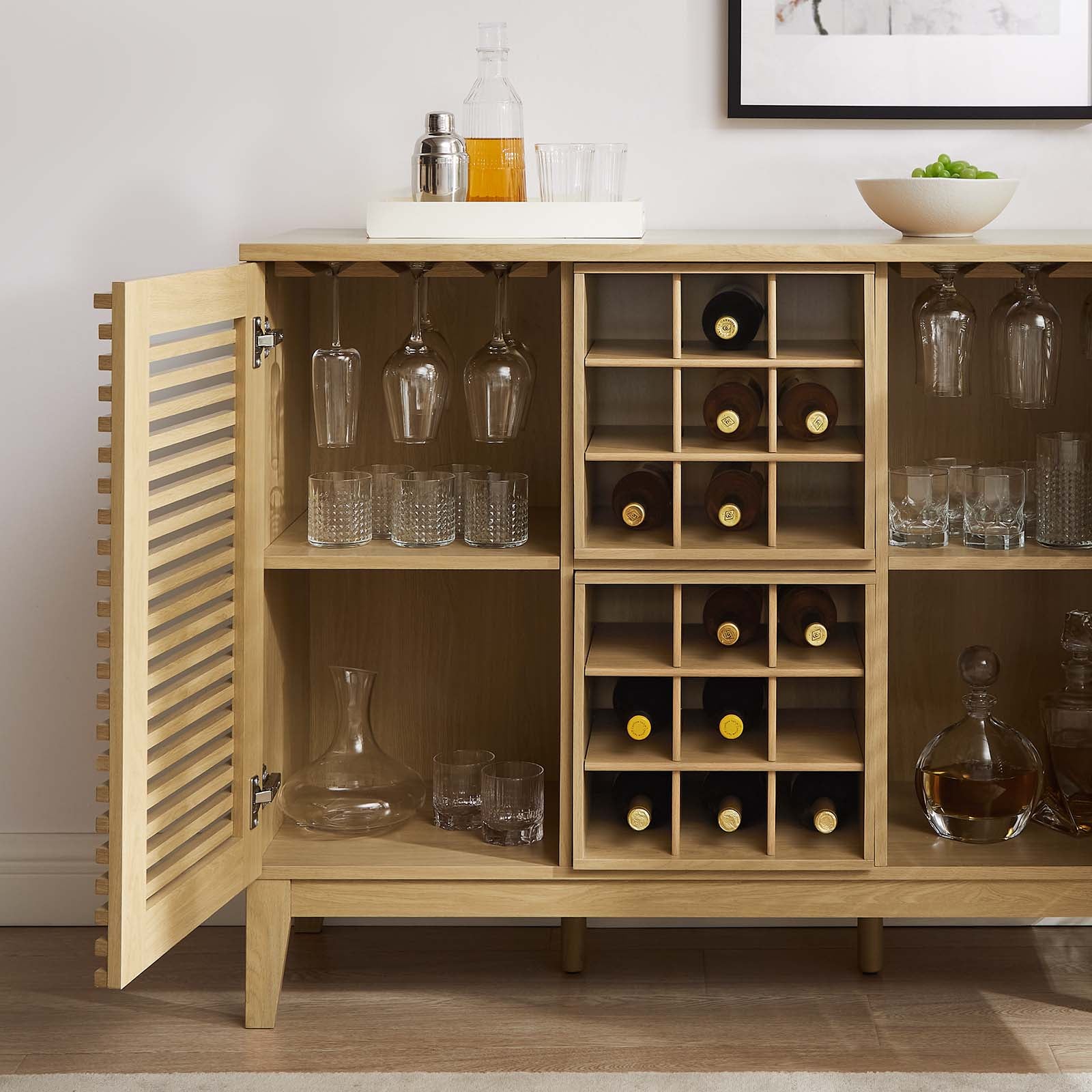 Buy Render Bar Cabinet Oak Mid Century Aesthetics