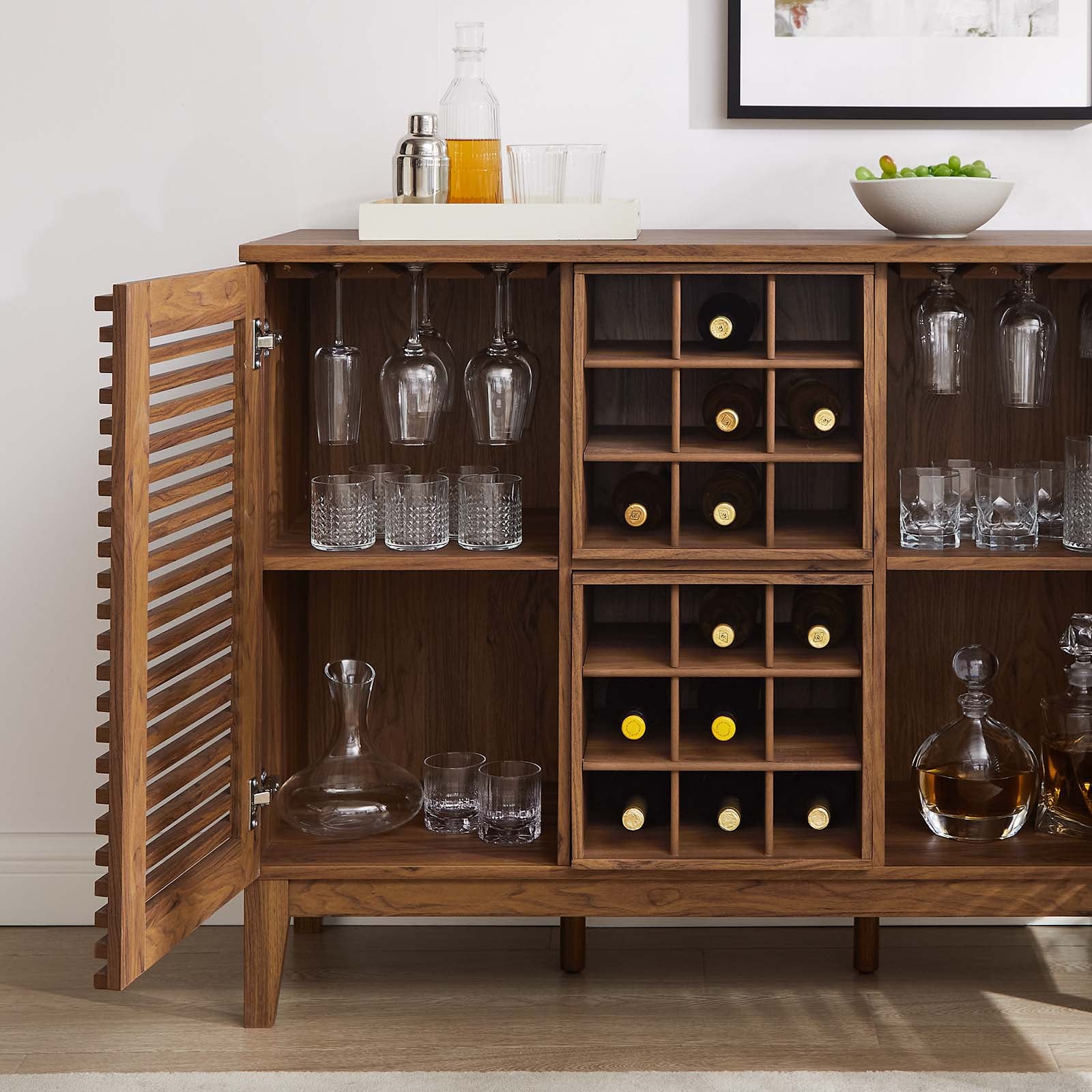 Modway Buffets & Cabinets - Render Bar Cabinet Walnut 37"H