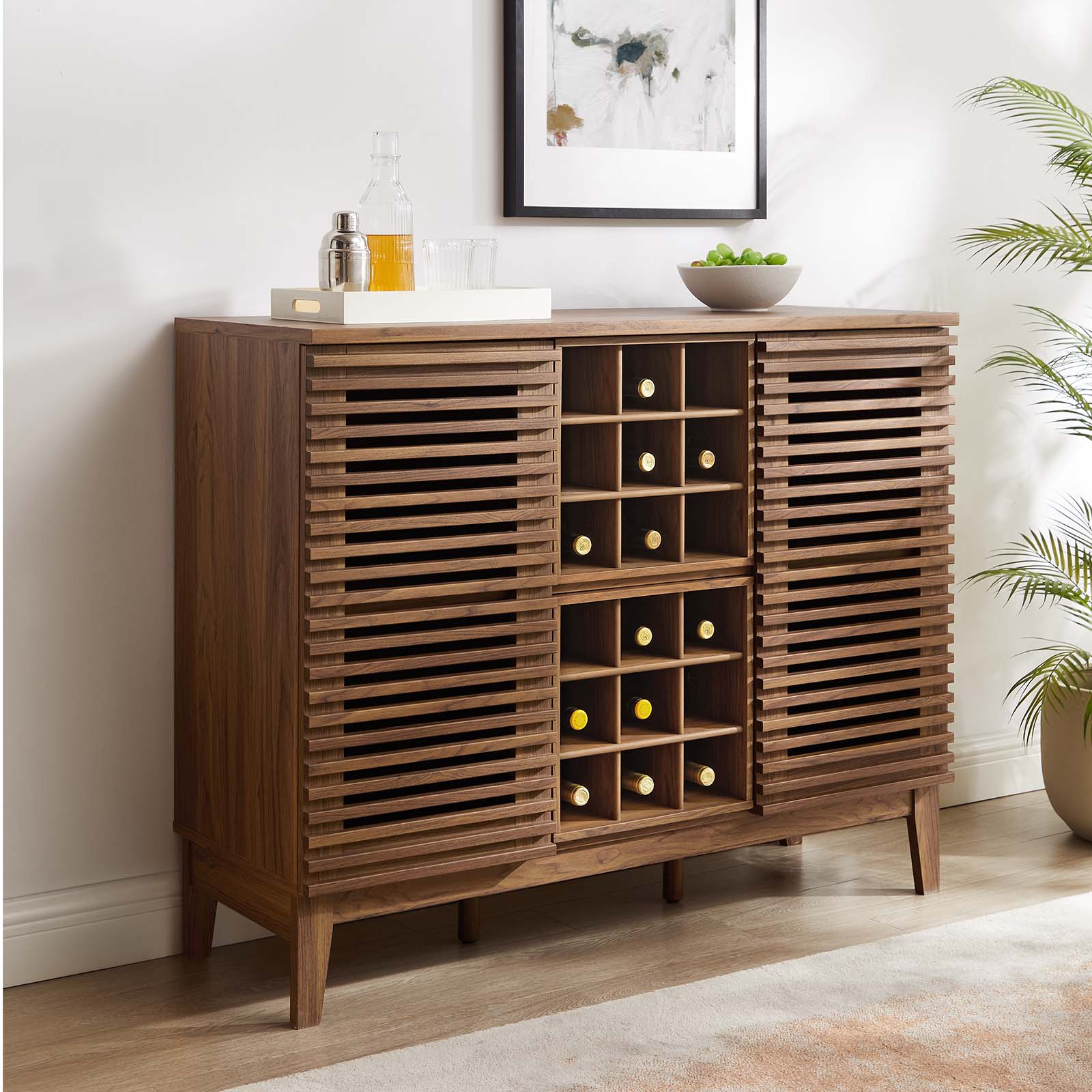 Modway Buffets & Cabinets - Render Bar Cabinet Walnut 37"H