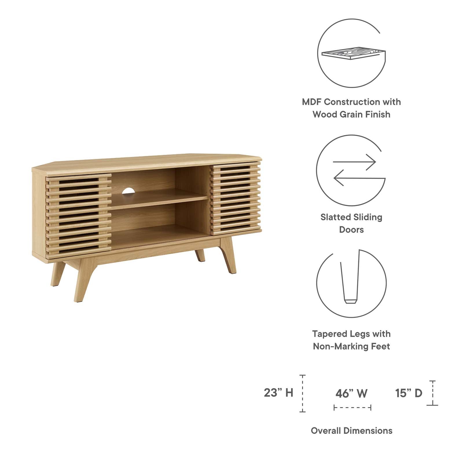 Modway TV & Media Units - Render 46" Corner TV Stand Oak