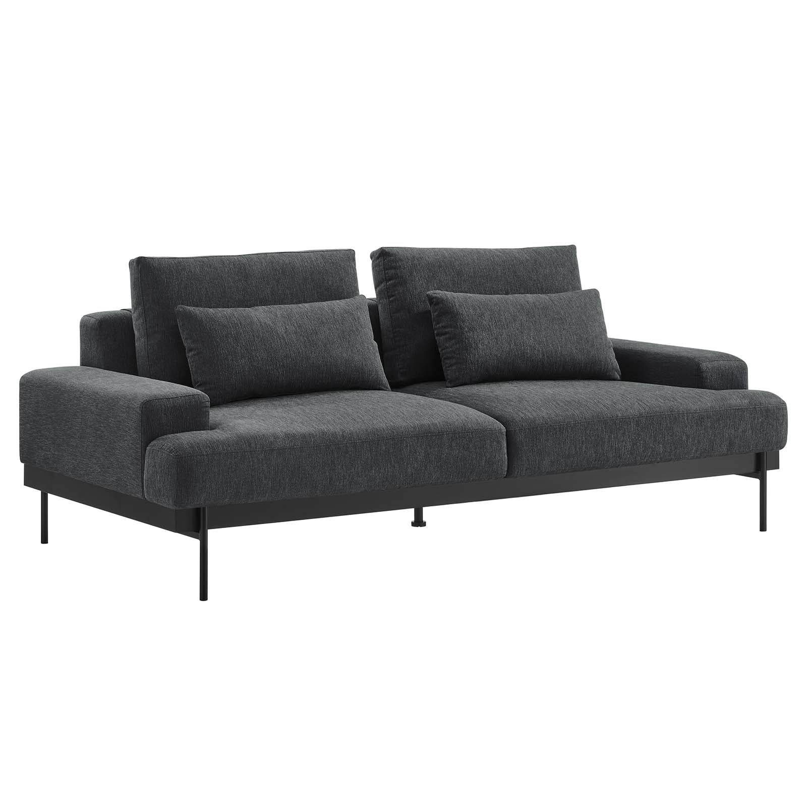 Modway Sofas & Couches - Proximity-Upholstered-Fabric-Sofa-Charcoal