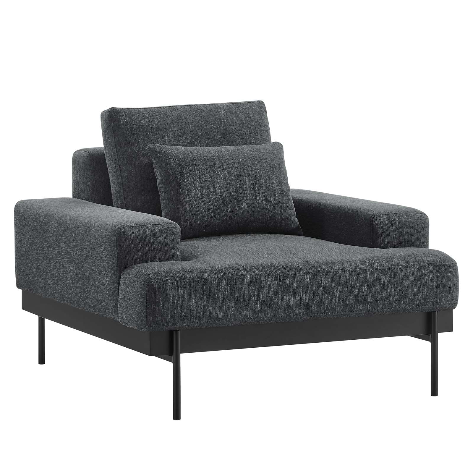 Modway Accent Chairs - Proximity-Upholstered-Fabric-Armchair-Charcoal